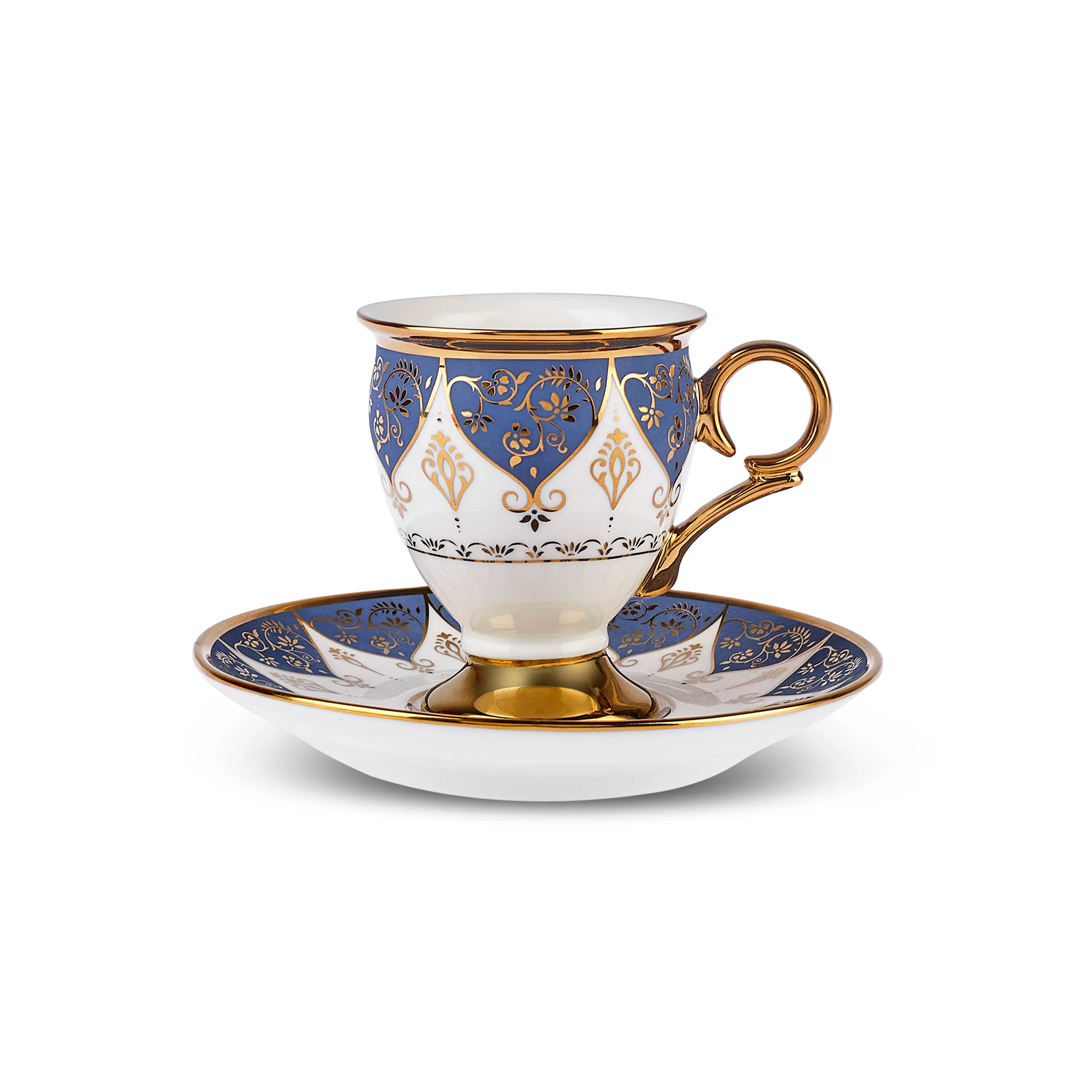 Karaca Merve 4-Piece Bone China Espresso & Turkish Coffee Cup Set, 100ml, Blue - Image 7