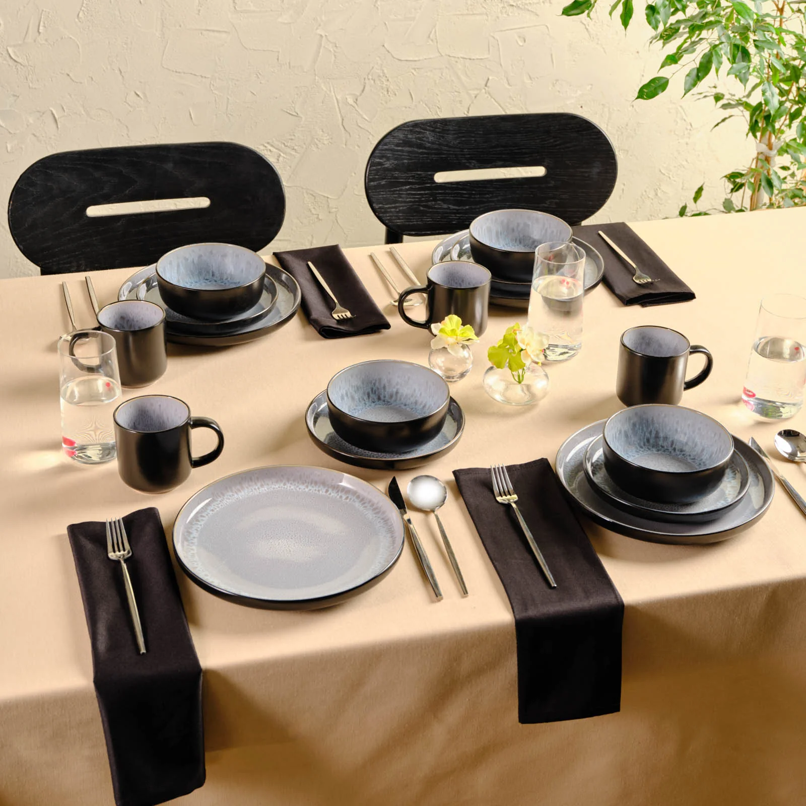 Karaca Messina Reactive Glaze 16-Piece Dinner Set for 4 People, Multi - Image 2