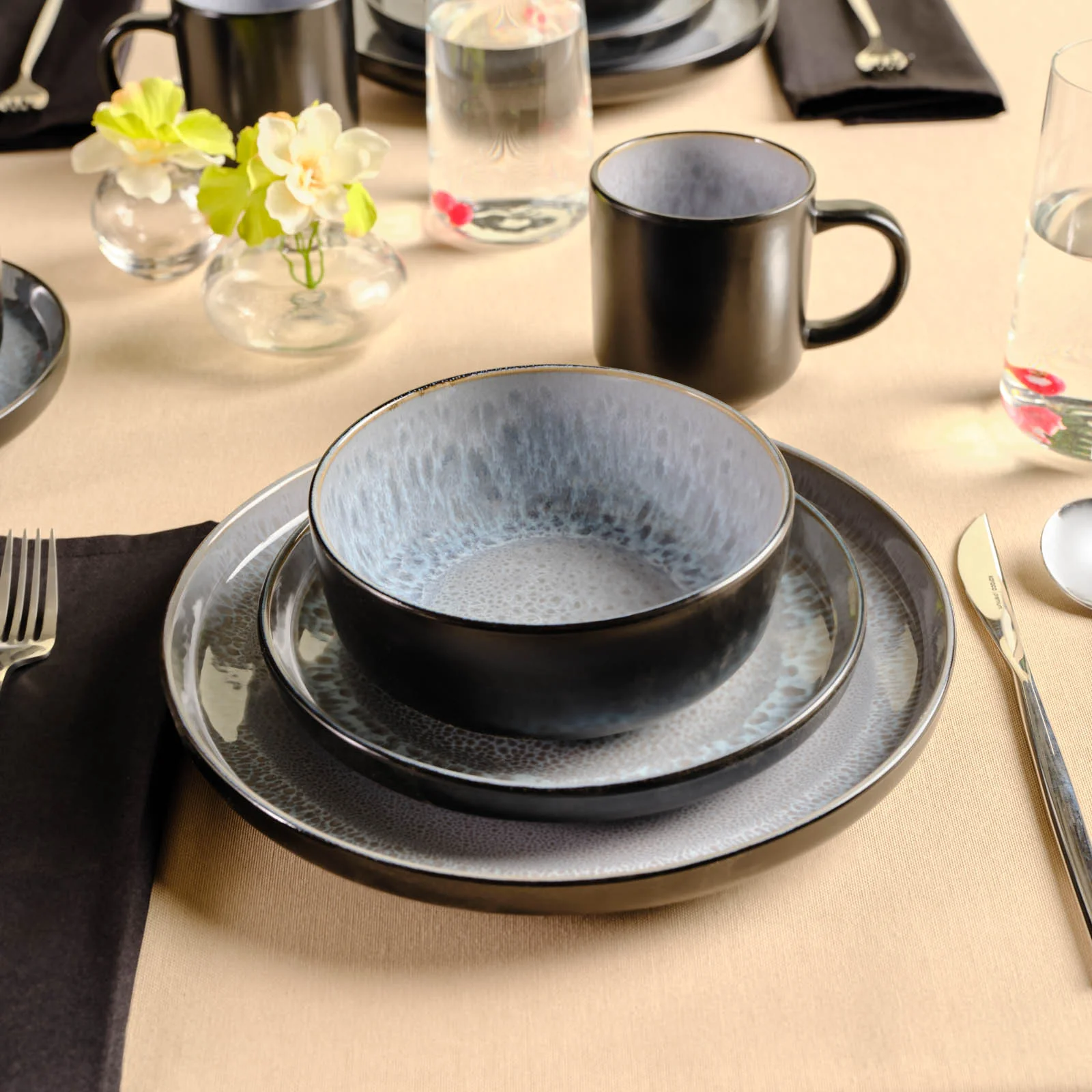 Karaca Messina Reactive Glaze 16-Piece Dinner Set for 4 People, Multi - Image 9