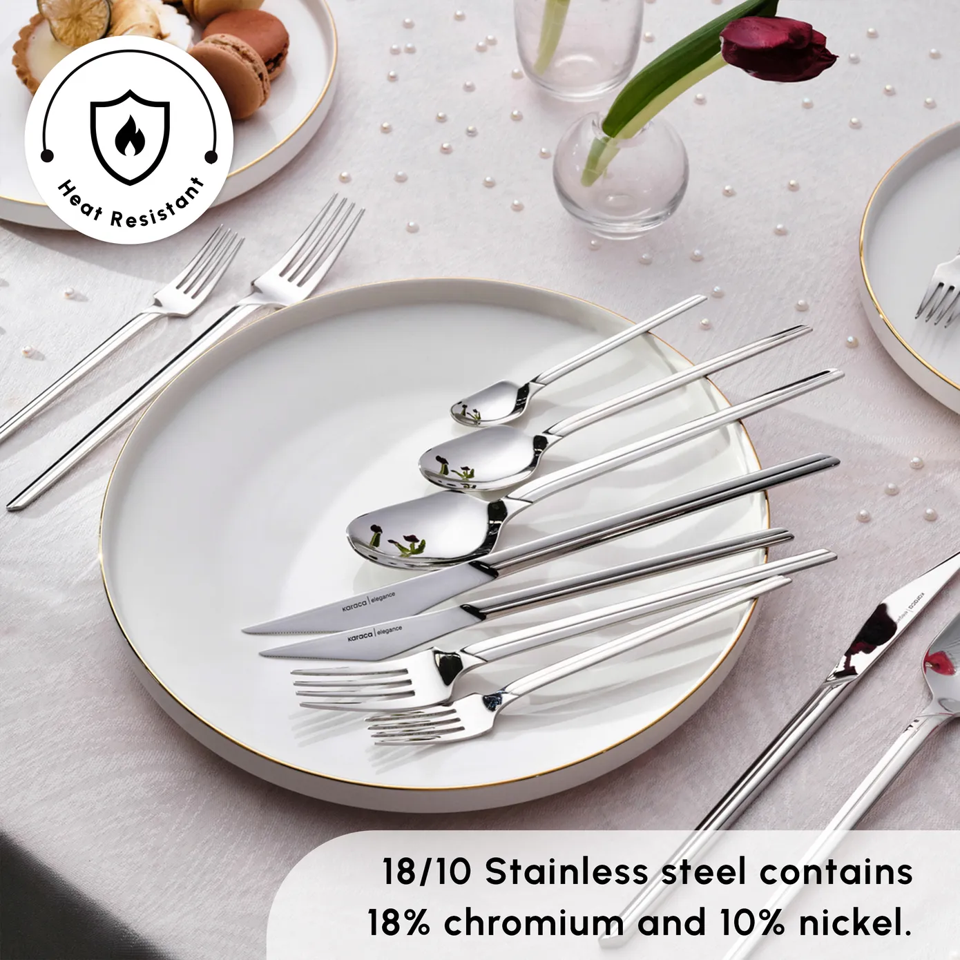 Karaca Midway 84-Piece Stainless Steel Cutlery Set for 12 People, Silver - Image 6