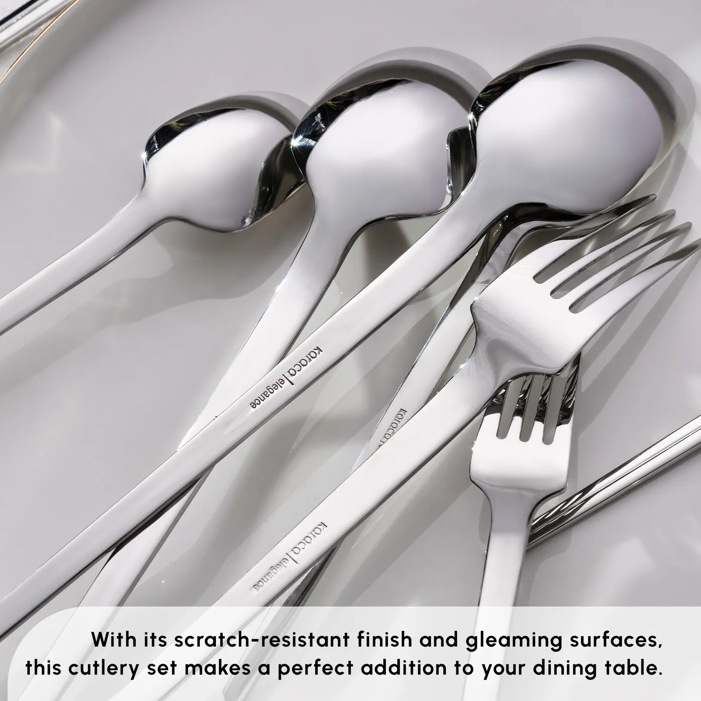 Karaca Midway 84-Piece Stainless Steel Cutlery Set for 12 People, Silver - Image 8