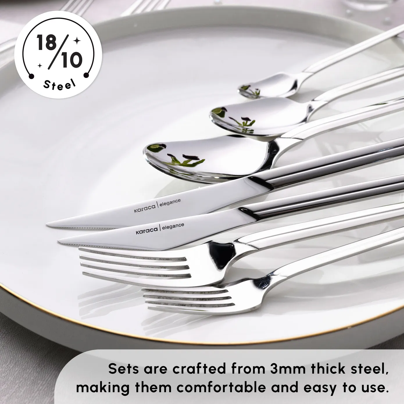 Karaca Midway 84-Piece Stainless Steel Cutlery Set for 12 People, Silver - Image 9