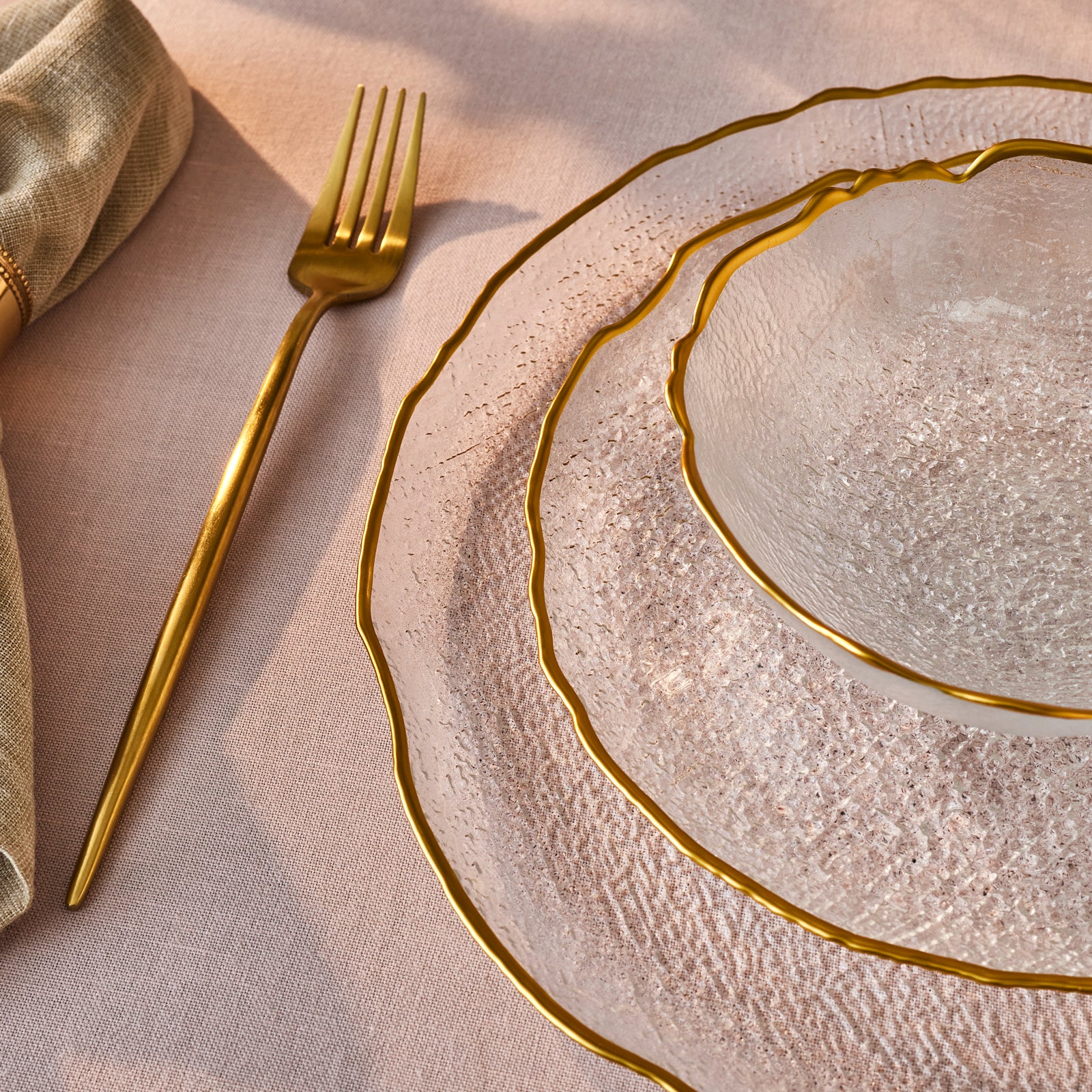 Karaca Milanda 12-Piece Glass Dinner Set for 4 People, Gold - Image 5