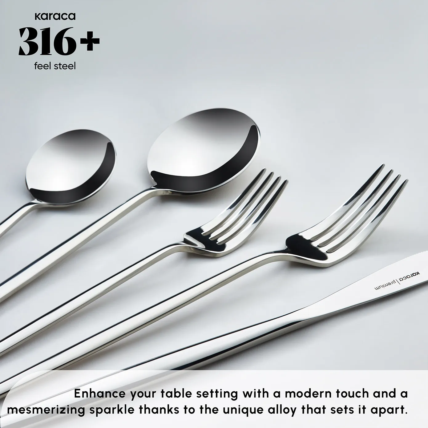 Karaca Mild 84-Piece 316+ Stainless Steel Cutlery Set for 12 People, Silver - Image 9
