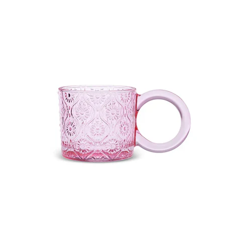 Karaca Miracle Glass Mug, 240ml, Powder Pink Circle - Image 6