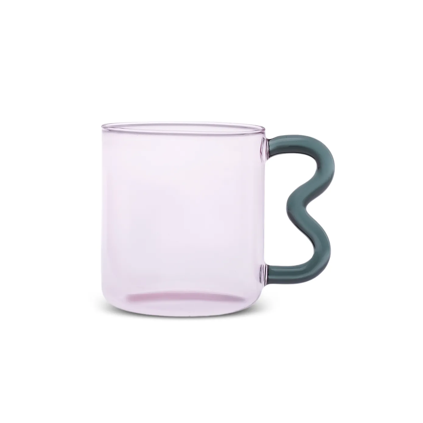 Karaca Miracle Glass Mug, 450ml, Green Zigzag - Image 2