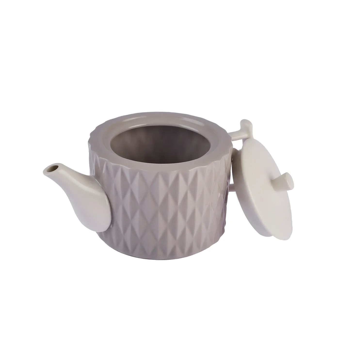 Karaca Miu 13-Piece Ceramic Tea Cup and Saucer Set for 6 People, Grey-White - Image 9