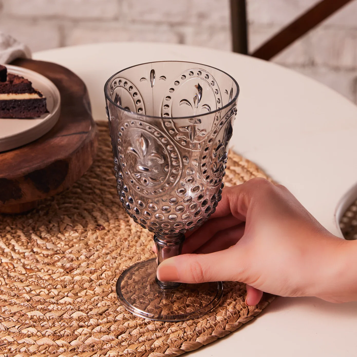 Karaca Moise Acrylic Wine Glass, 450ml, Anthratice - Image 3