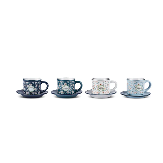 Karaca Monet 8-Piece Stoneware Espresso Turkish Coffee Cup Set for 4 People, 60ml, Multi - Image 11