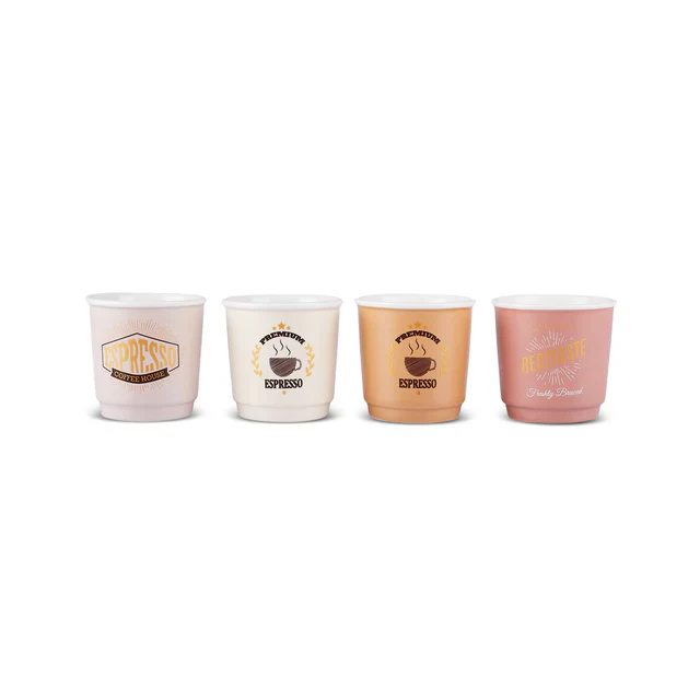 Karaca Monet 4-Piece Stoneware Espresso Turkish Coffee Cup Set for 4 People, 90ml, Multi - Image 11