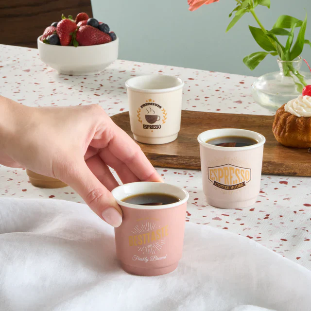 Karaca Monet 4-Piece Stoneware Espresso Turkish Coffee Cup Set for 4 People, 90ml, Multi - Image 3