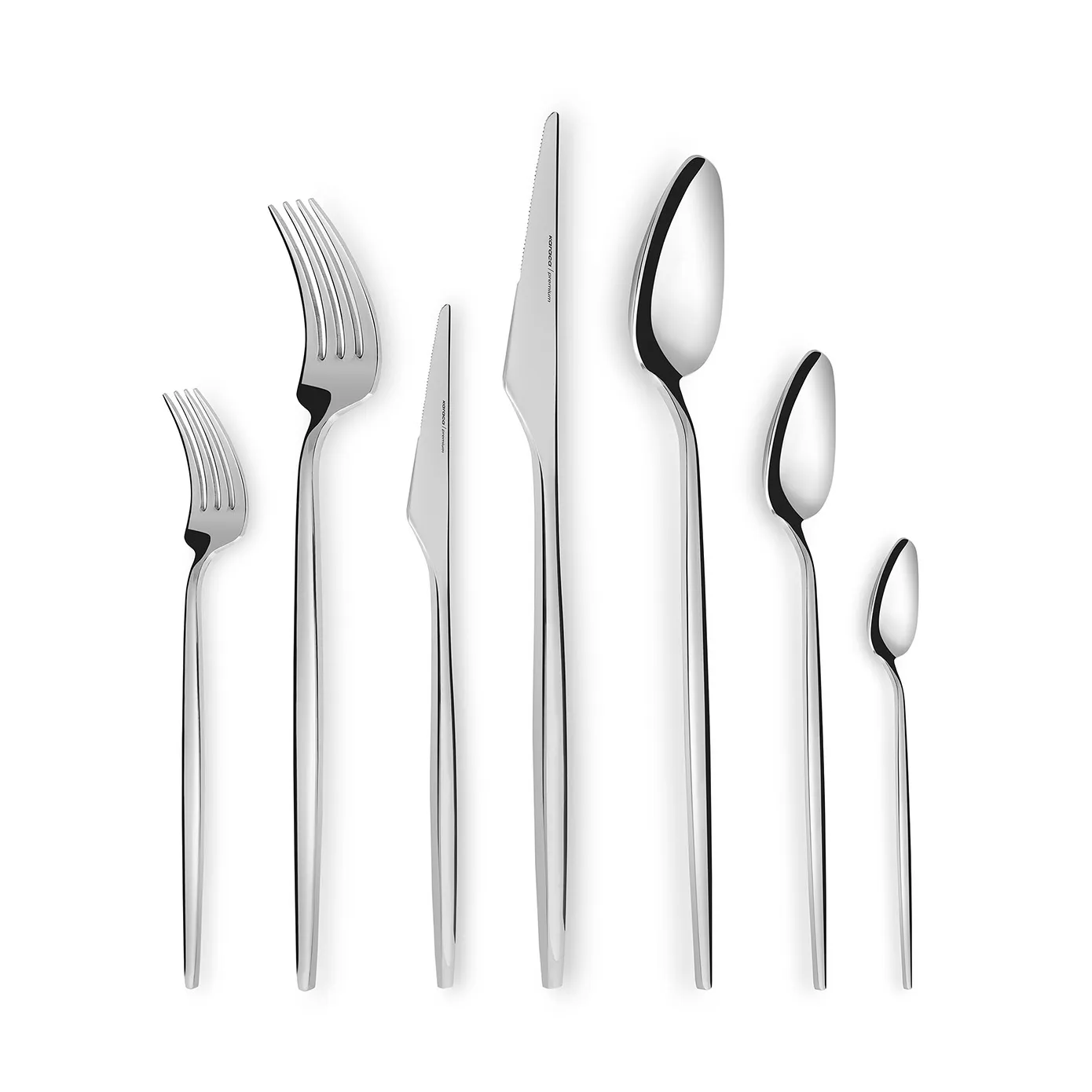Karaca Moongate 84-Piece 316+ Stainless Steel Cutlery Set for 12 People, Silver