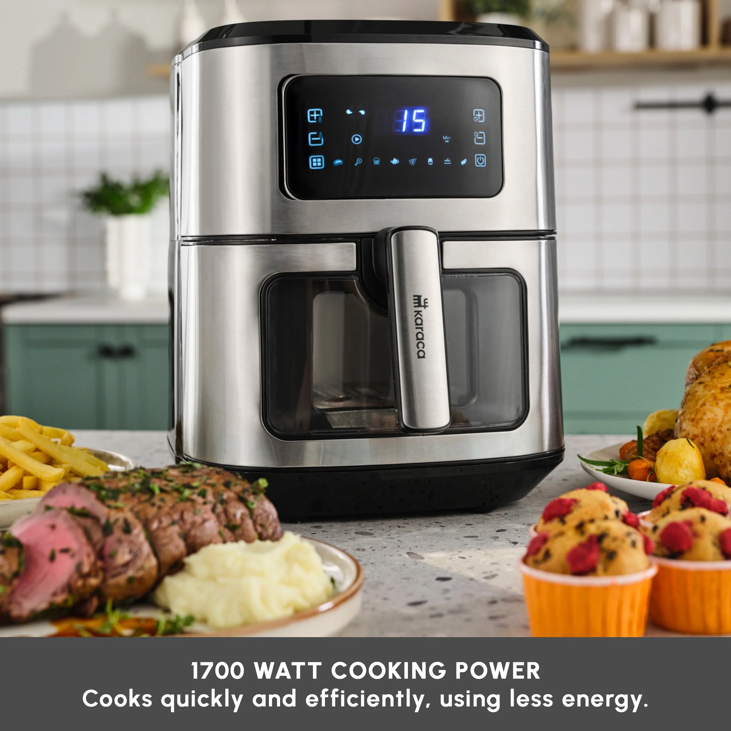 Karaca Multifry Air Fryer, 6,5L, 1700W, Inox - Image 5