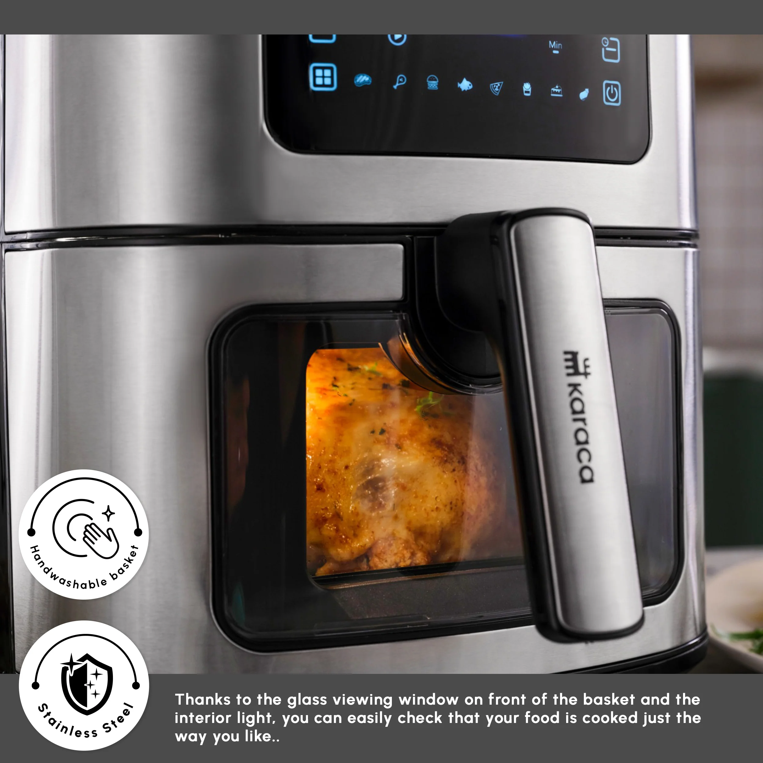 Karaca Multifry Air Fryer, 6,5L, 1700W, Inox - Image 9