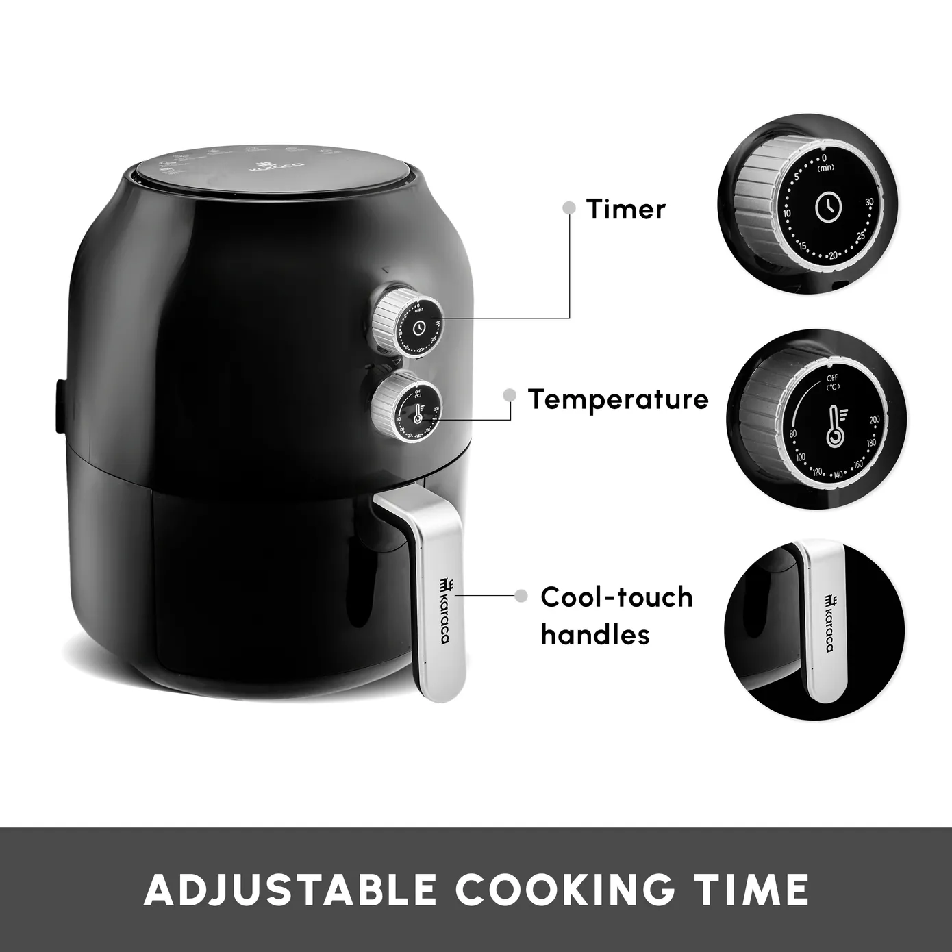 Karaca Multifry Single Pan Air Fryer, 3.5L, 1300W, Black - Image 10