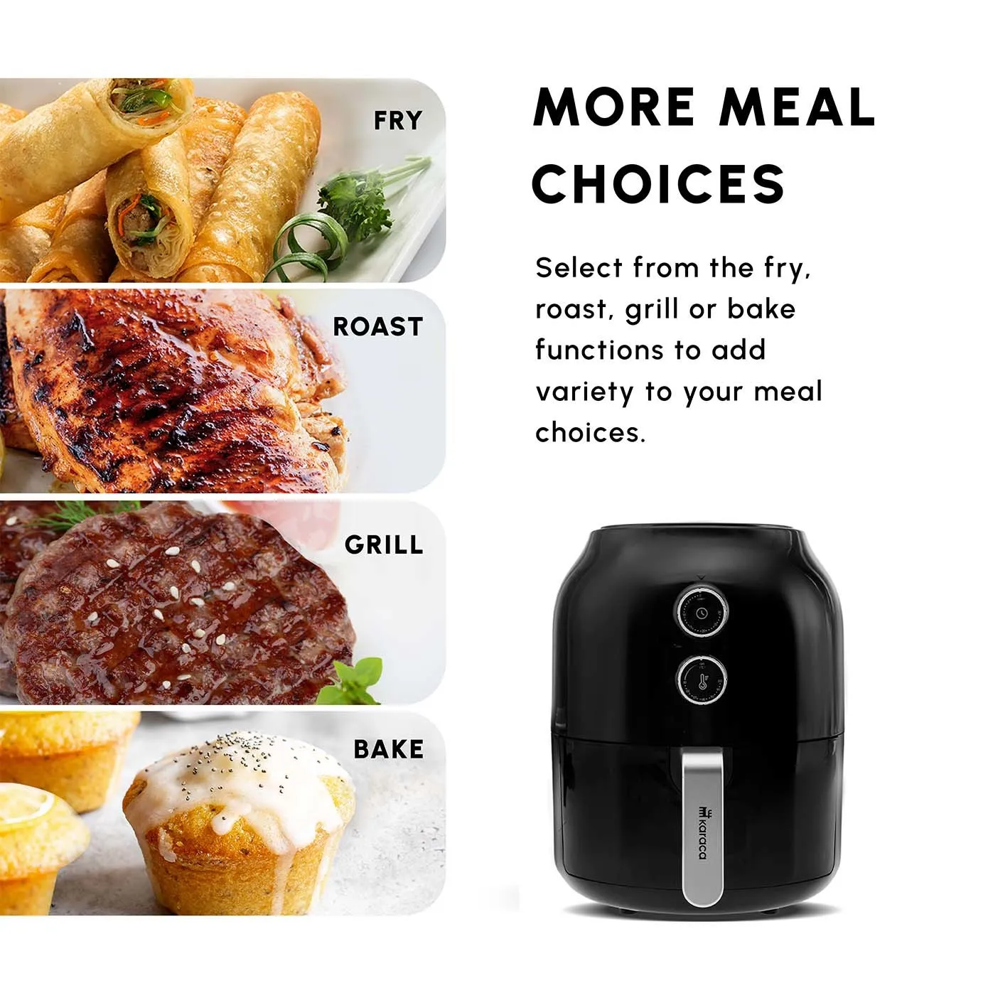 Karaca Multifry Single Pan Air Fryer, 3.5L, 1300W, Black - Image 5