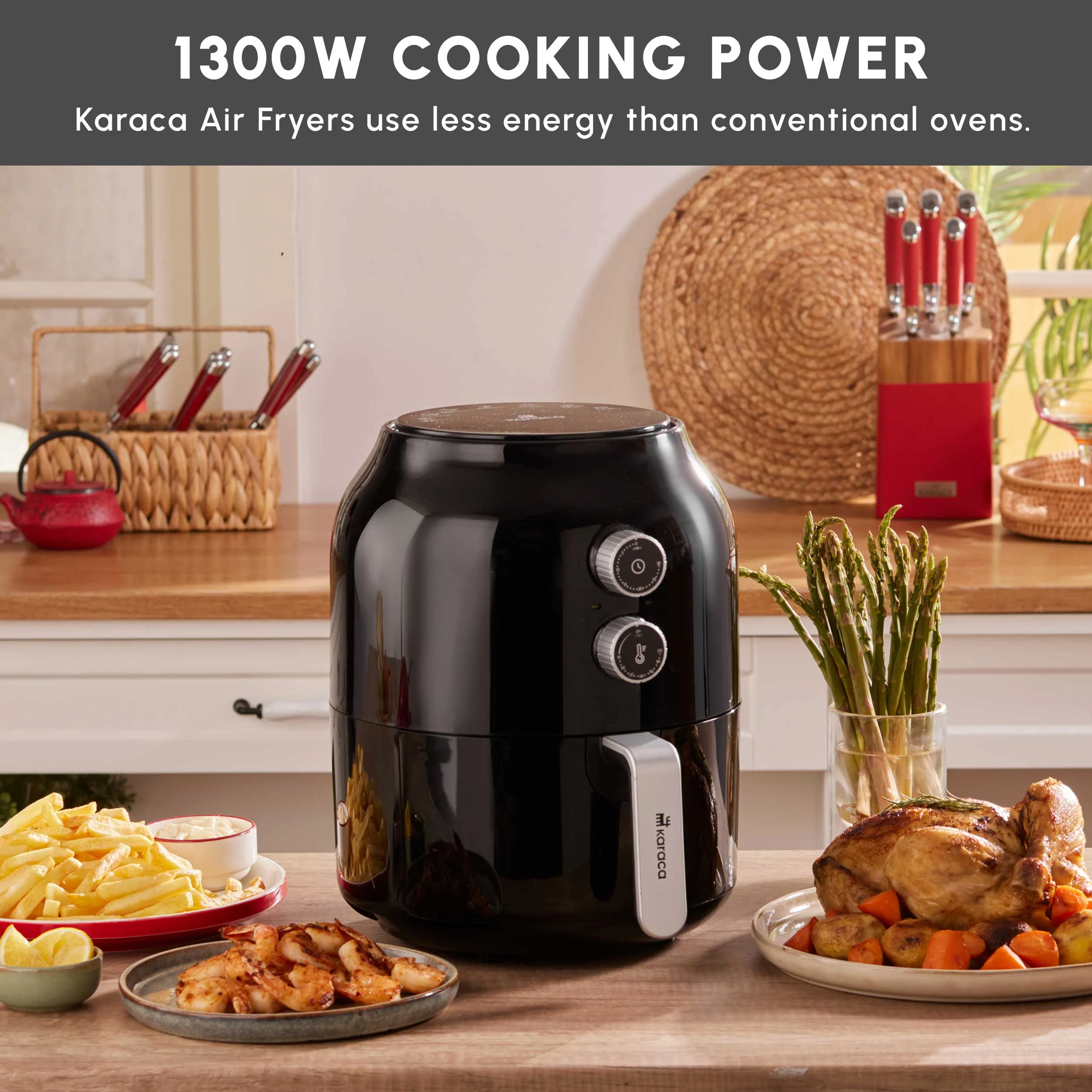 Karaca Multifry Single Pan Air Fryer, 3.5L, 1300W, Black - Image 7