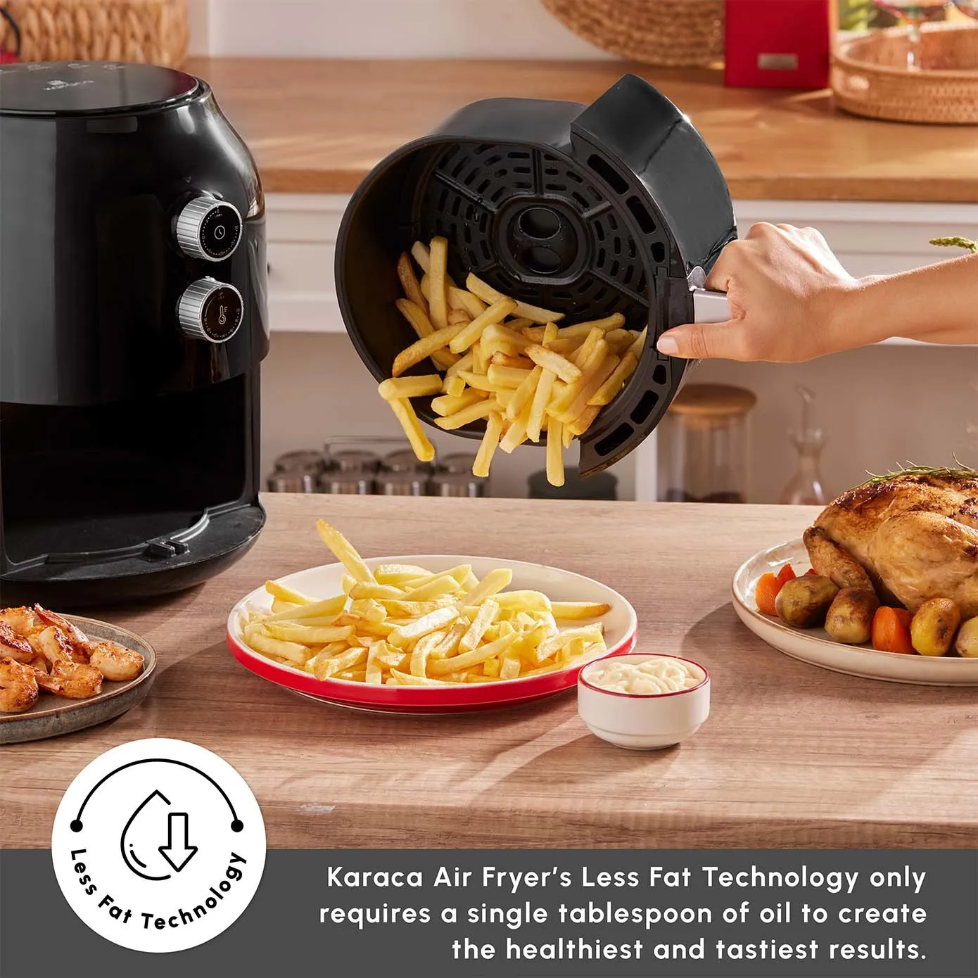 Karaca Multifry Single Pan Air Fryer, 3.5L, 1300W, Black - Image 9