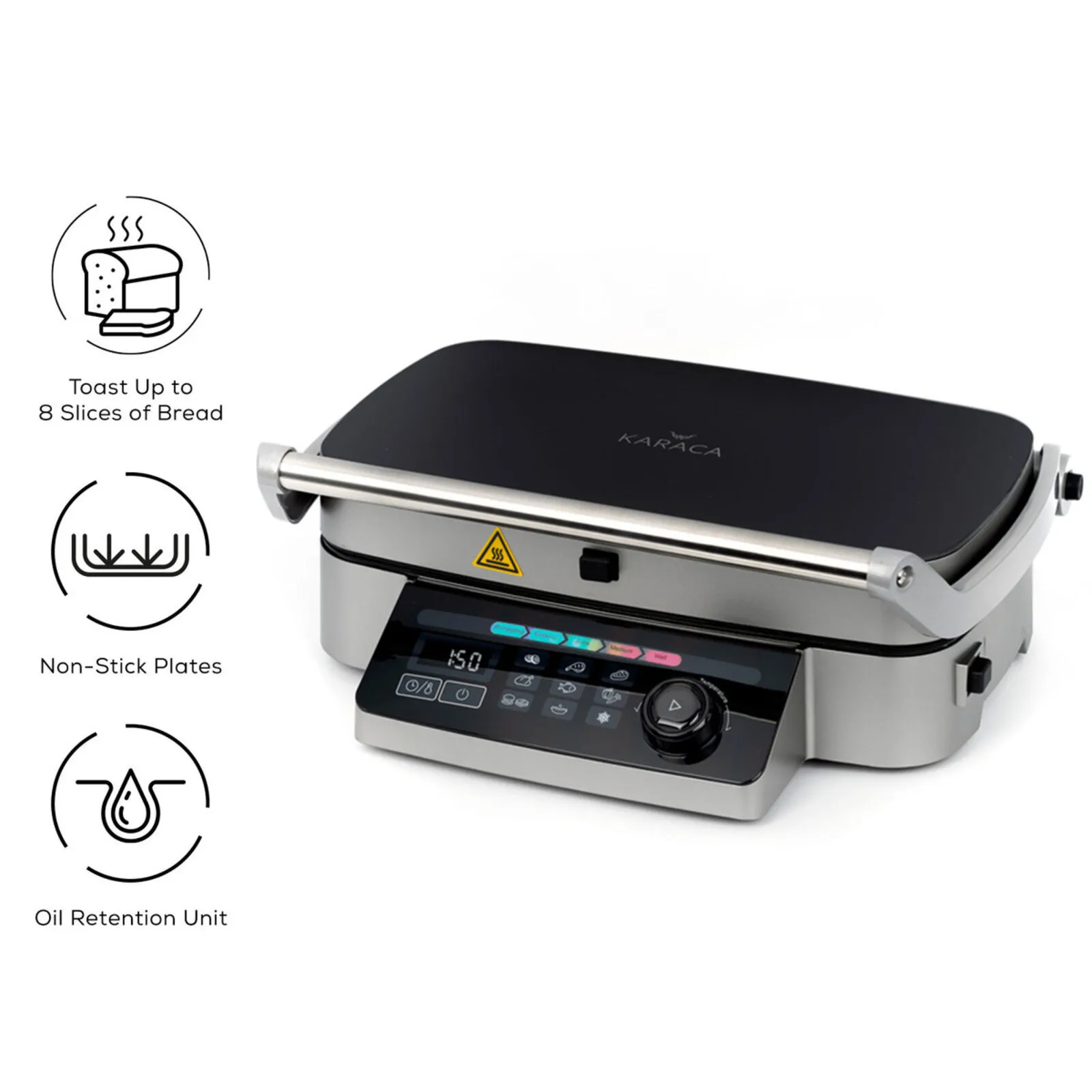 Karaca Multigrill Grill and Sandwich Toaster, 9 Automatic Settings, Silver Black - Image 5
