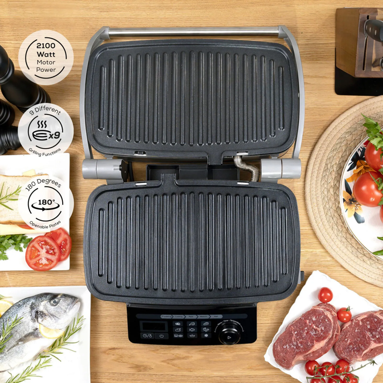 Karaca Multigrill Grill and Sandwich Toaster, 9 Automatic Settings, Silver Black - Image 6
