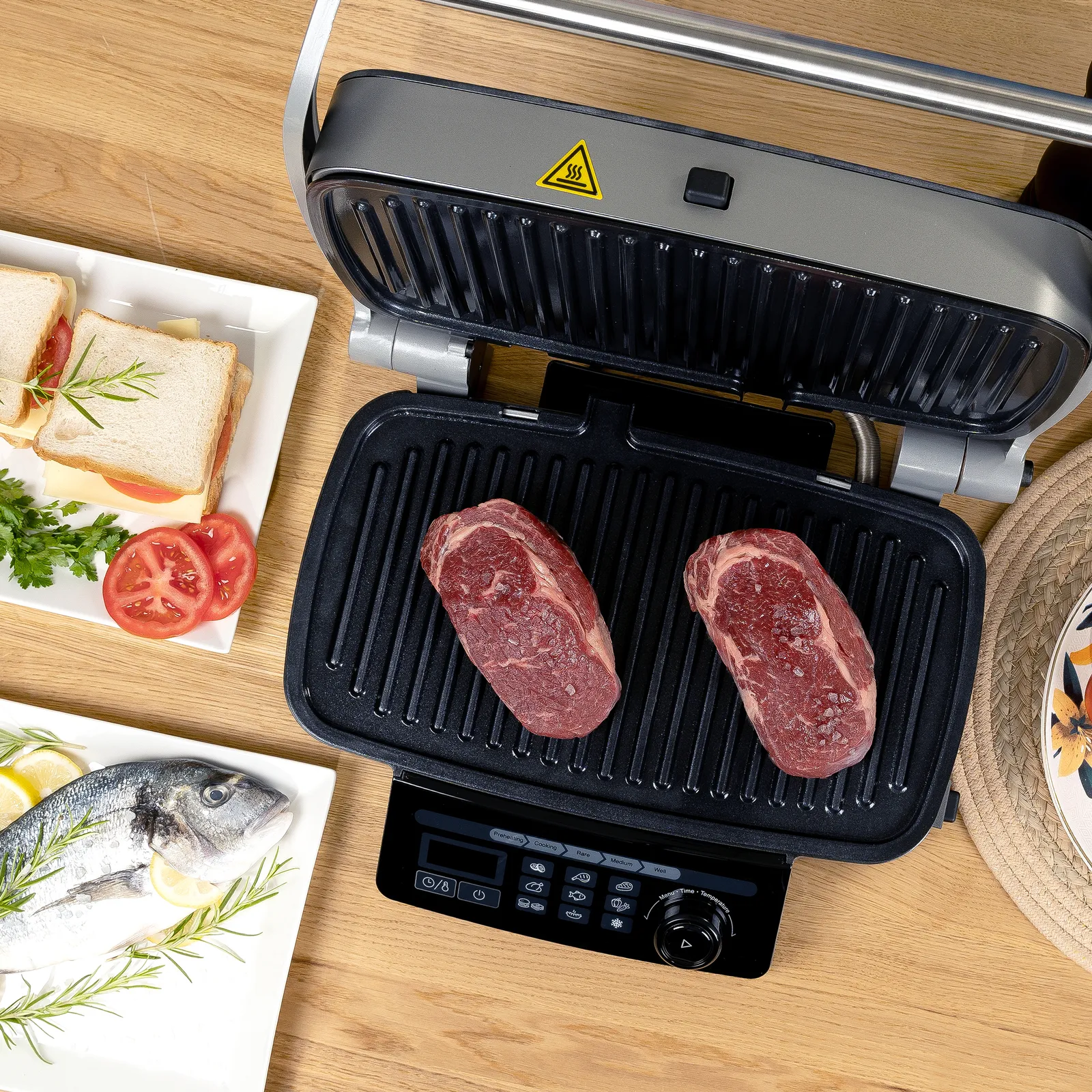 Karaca Multigrill Grill and Sandwich Toaster, 9 Automatic Settings, Silver Black - Image 8