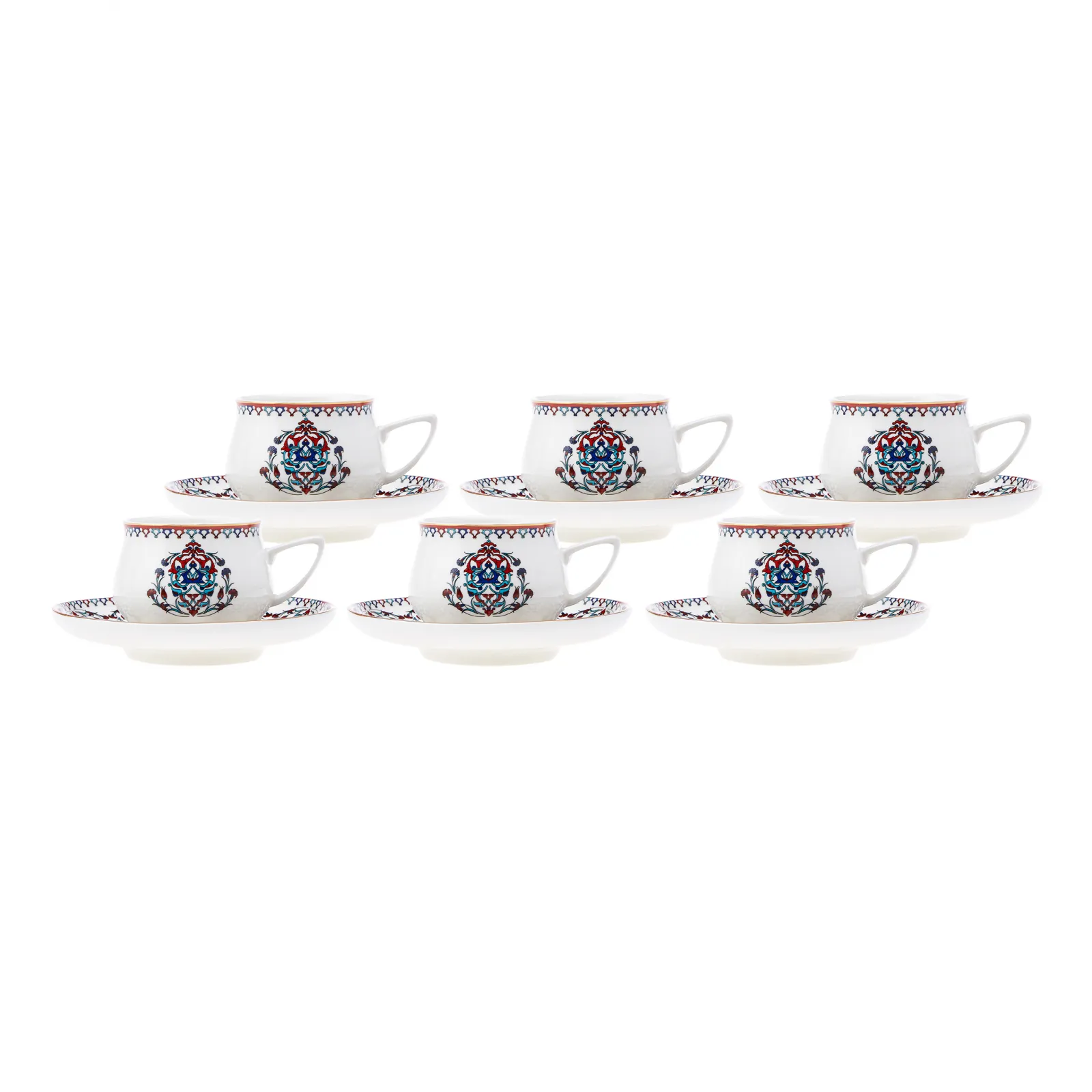 Karaca Nakkaş 12-Piece Porcelain Espresso Turkish Coffee Cup Set for 6 People, 100ml, Multi - Image 4