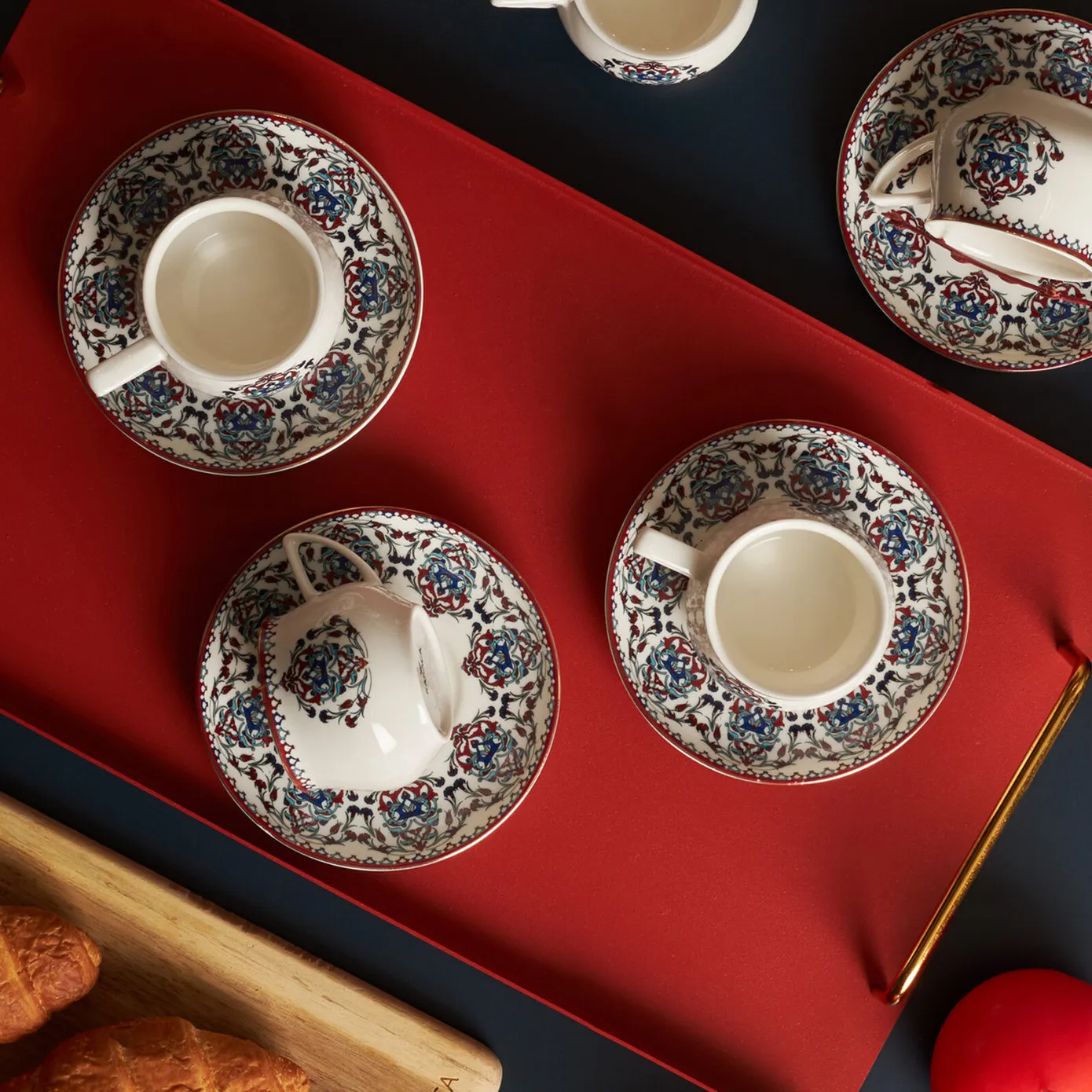 Karaca Nakkaş 12-Piece Porcelain Espresso Turkish Coffee Cup Set for 6 People, 100ml, Multi - Image 5