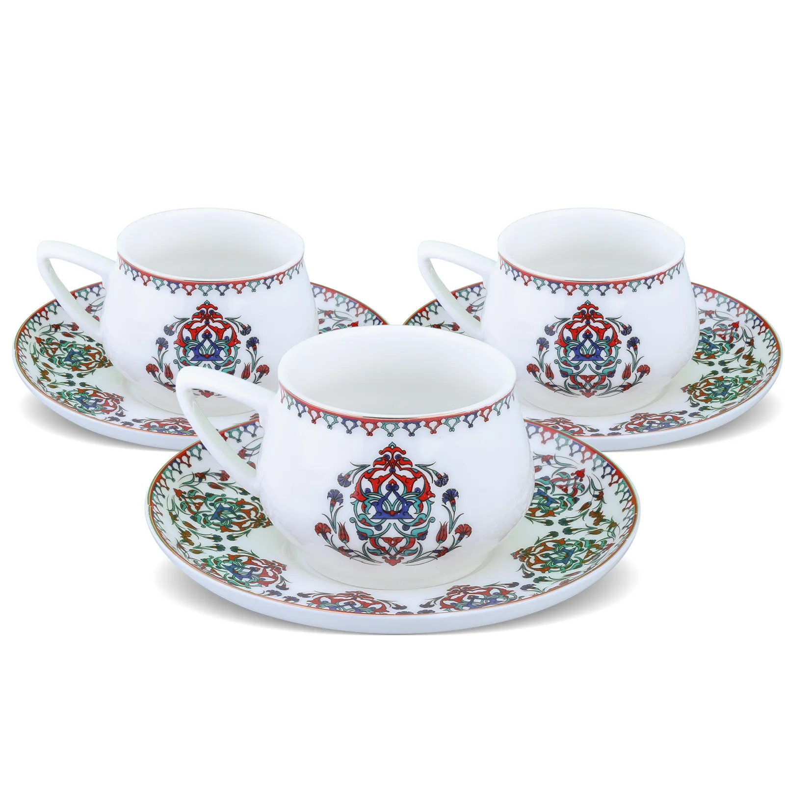 Karaca Nakkaş 12-Piece Porcelain Espresso Turkish Coffee Cup Set for 6 People, 100ml, Multi - Image 8