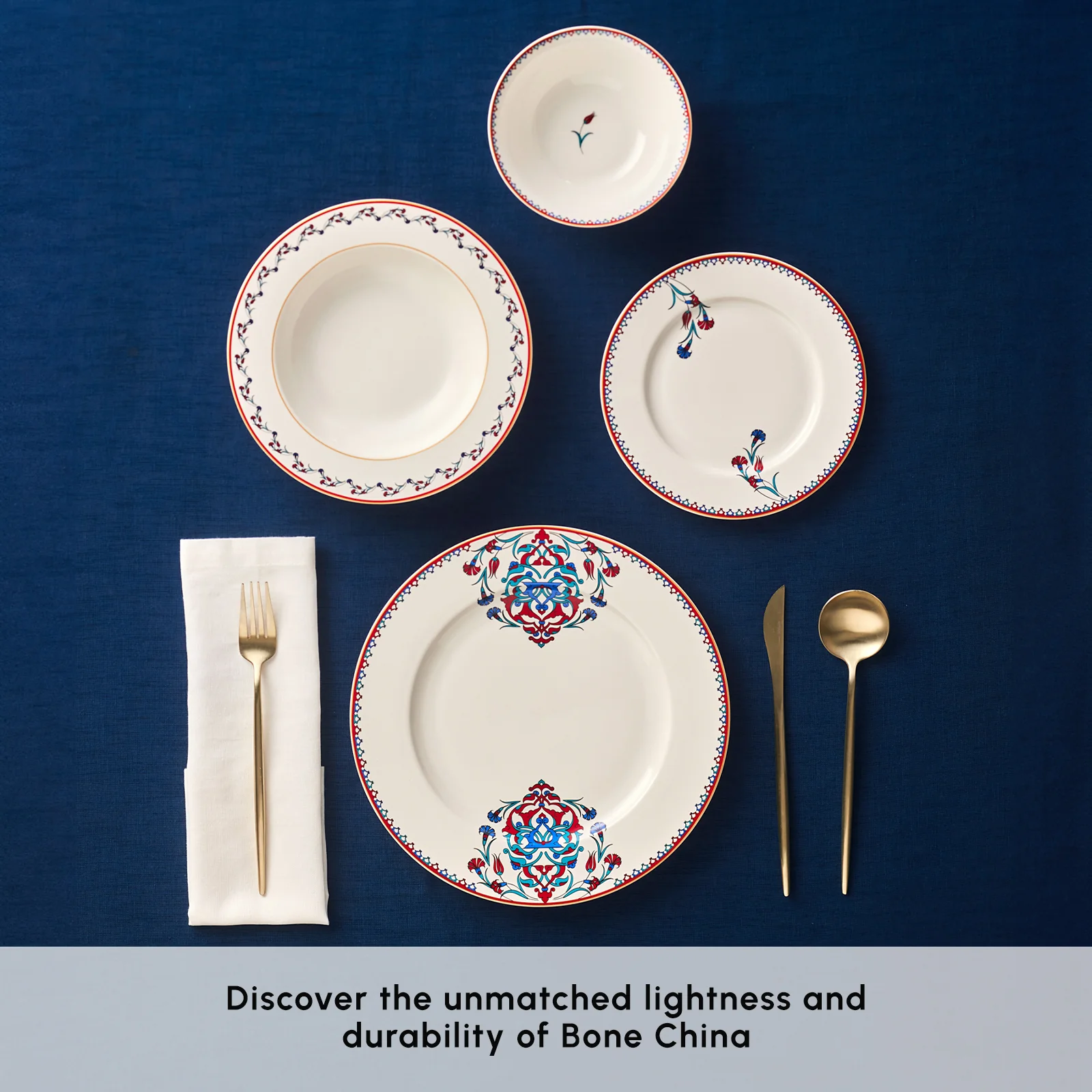 Karaca Nakkaş 24-Piece Bone China Dinner Set for 6 People, White Multi - Image 4
