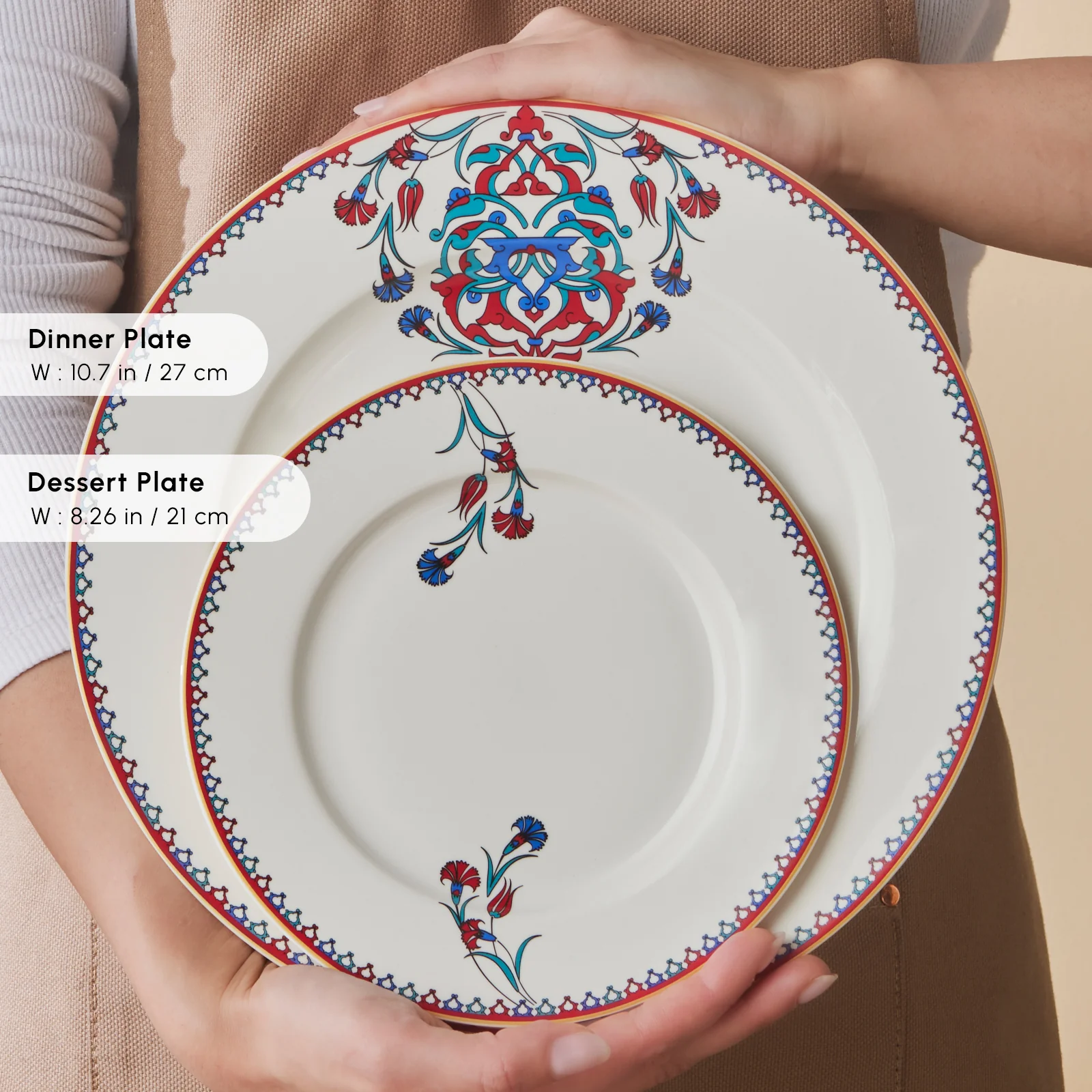 Karaca Nakkaş 24-Piece Bone China Dinner Set for 6 People, White Multi - Image 6