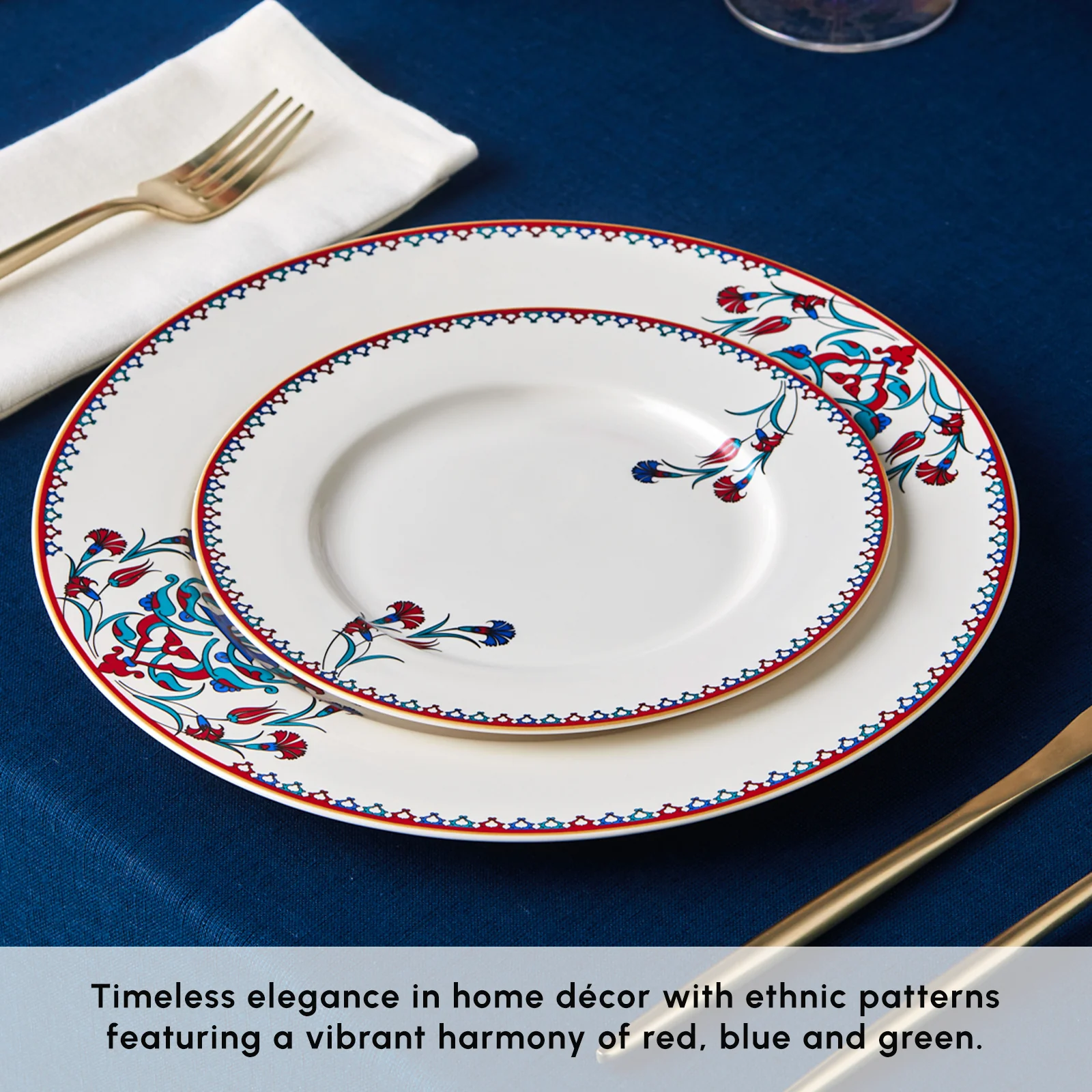 Karaca Nakkaş 24-Piece Bone China Dinner Set for 6 People, White Multi - Image 7
