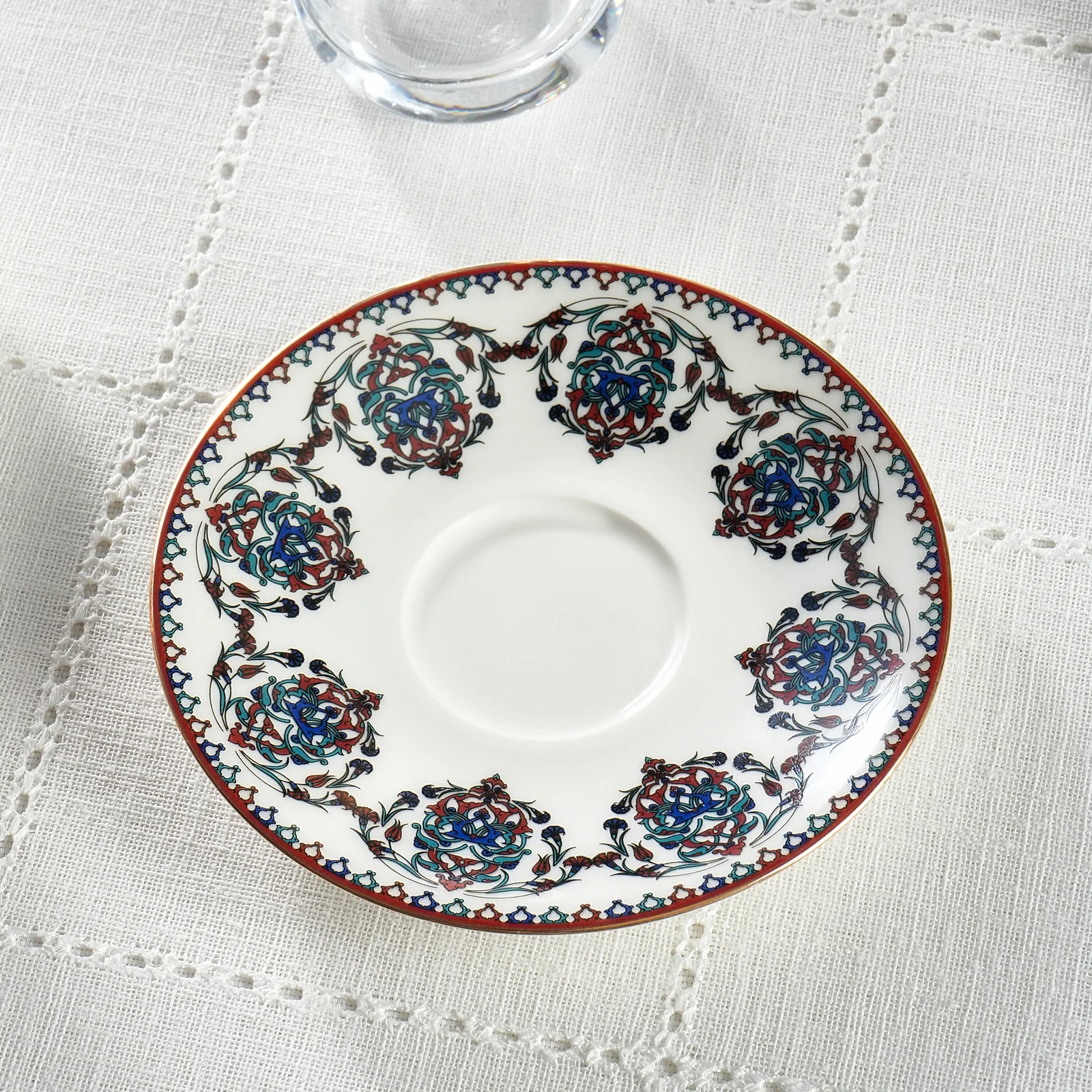 Karaca Nakkas V2 12-Piece Bone China Turkish Tea Set for 6 People, 130ml, Red - Image 3