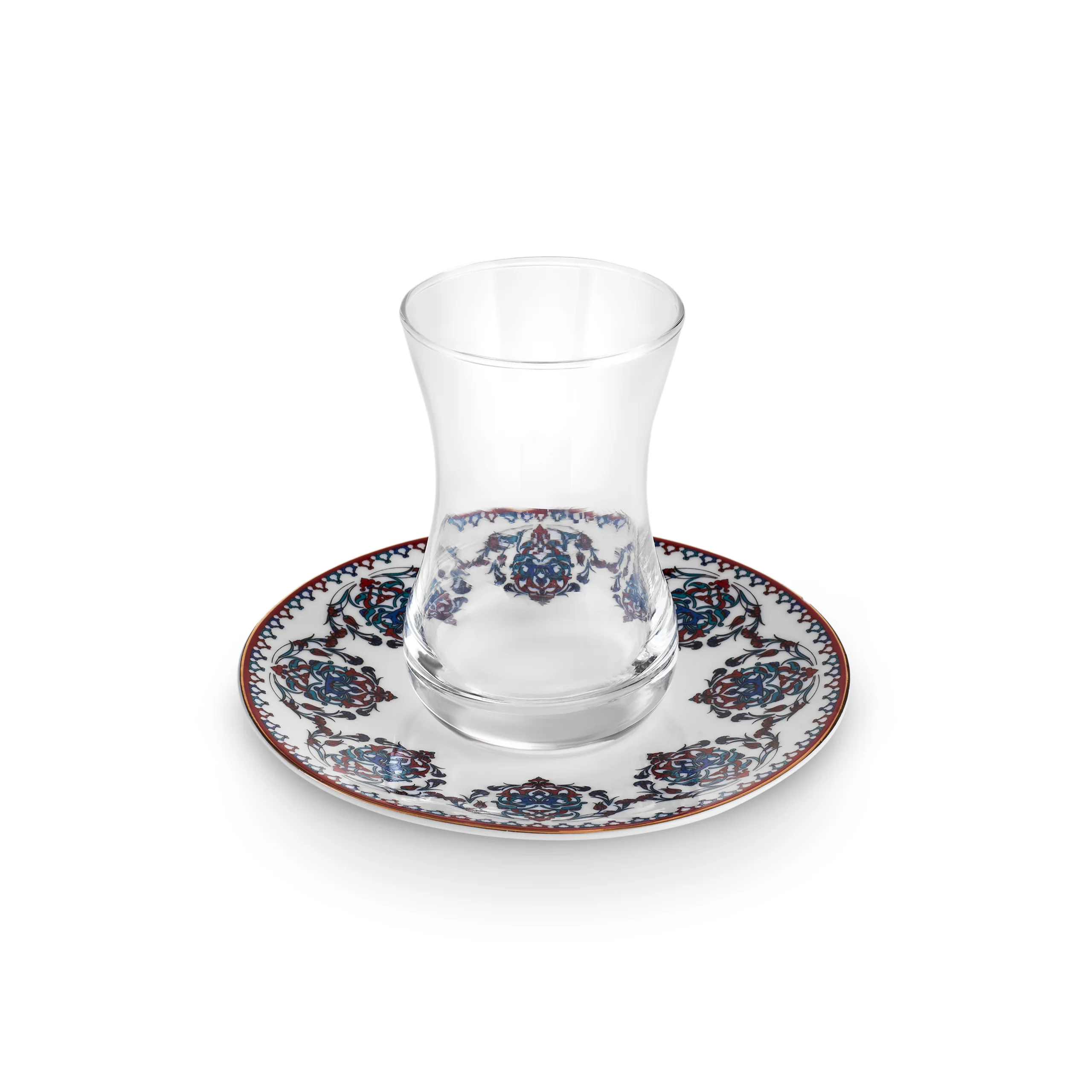 Karaca Nakkas V2 12-Piece Bone China Turkish Tea Set for 6 People, 130ml, Red - Image 8