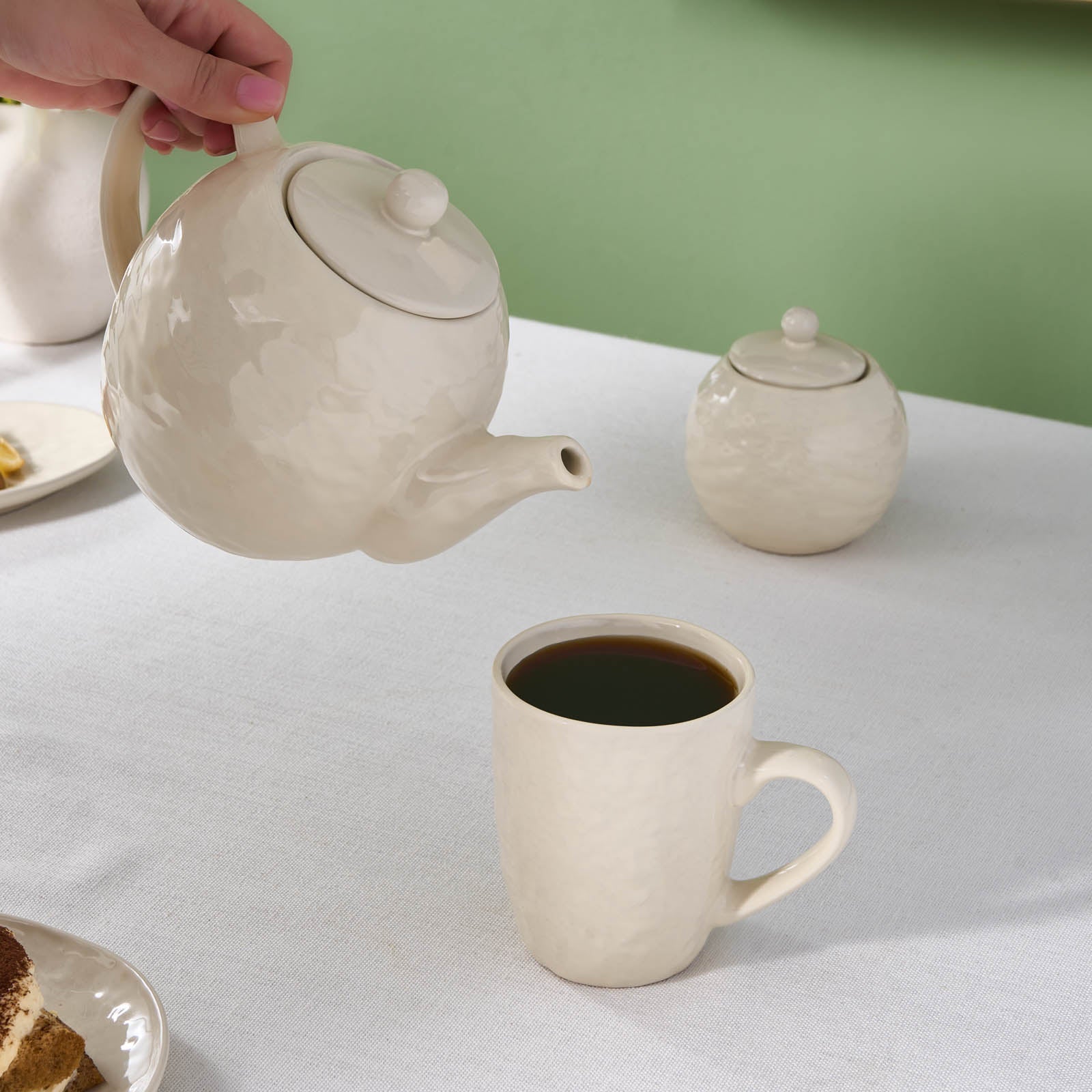 Karaca Nebula Beige Stoneware Teapot, 100ml, Beige - Image 3