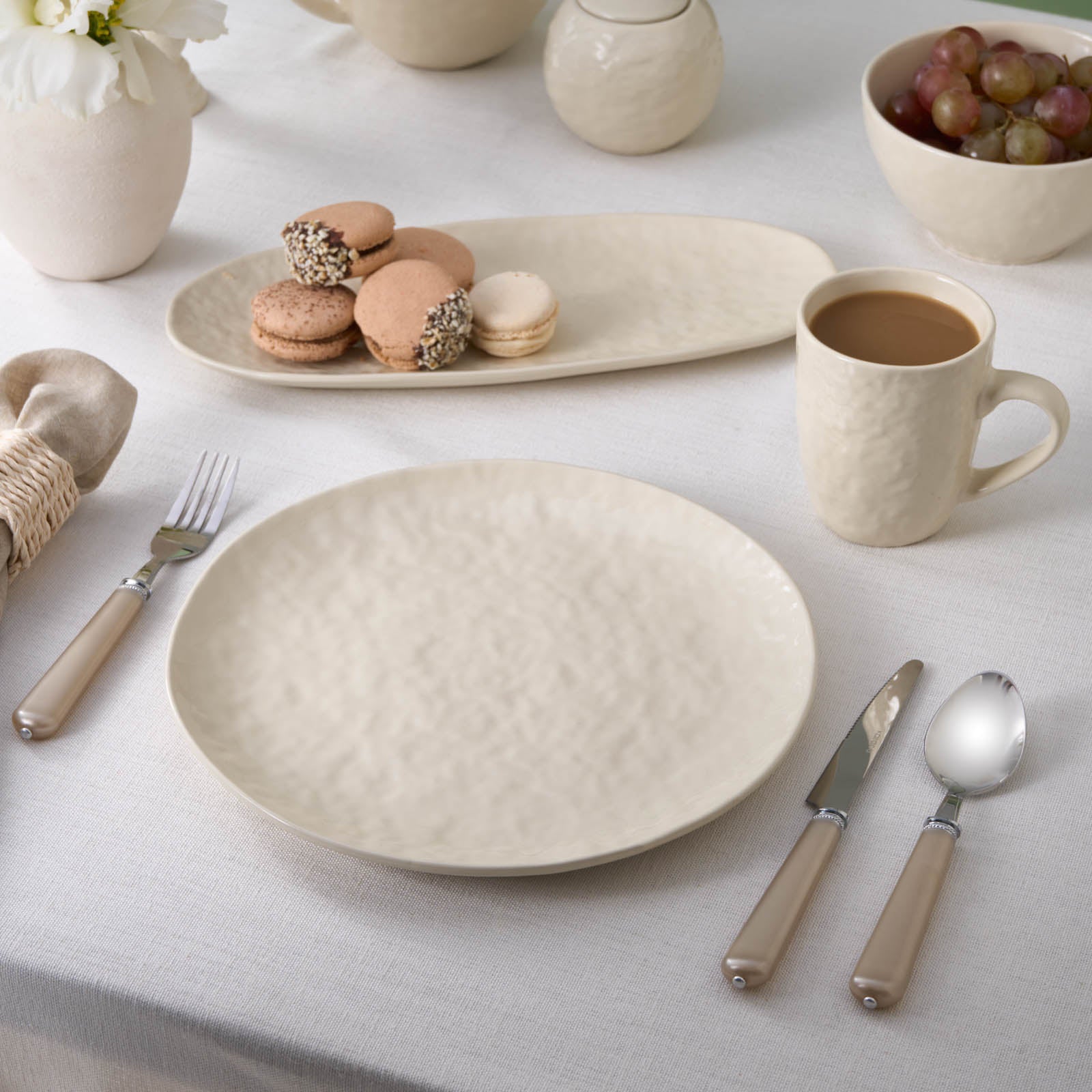 Karaca Nebula Stoneware Dinner Plate, 27cm, Beige - Image 2