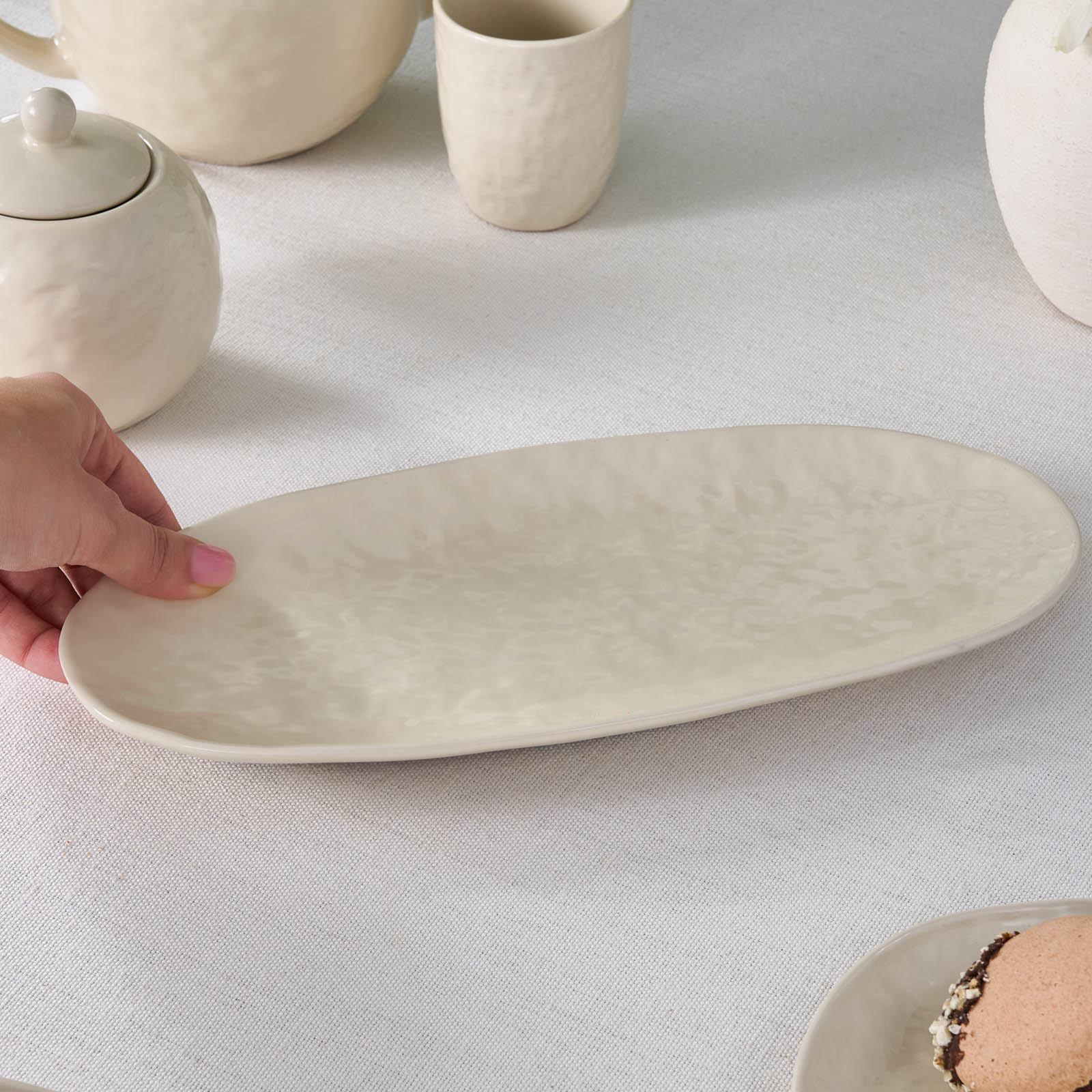 Karaca Nebula Stoneware Serving Platter, 29cm, Beige - Image 2