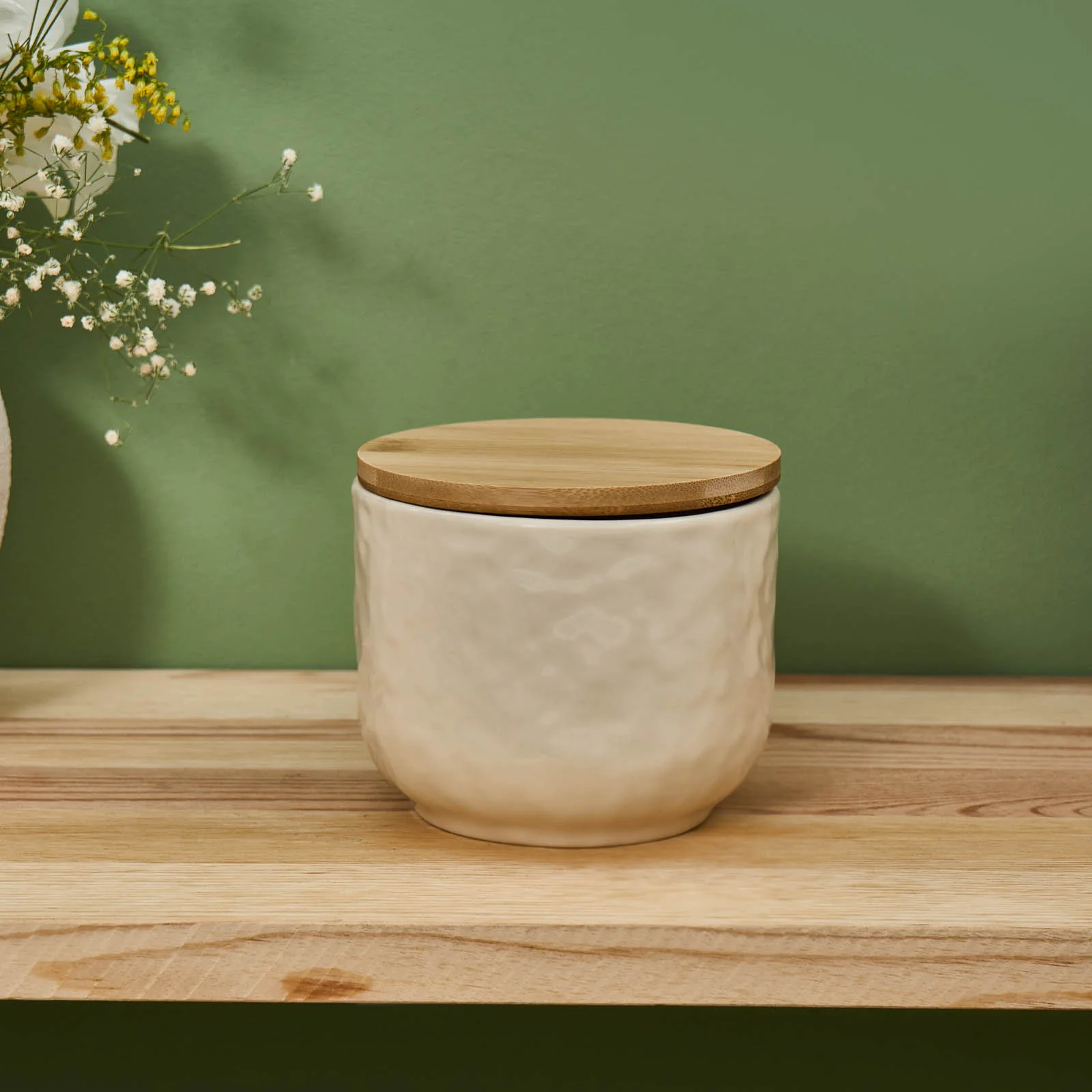 Karaca Nebula Stoneware Storage Container, 8cm, Beige
