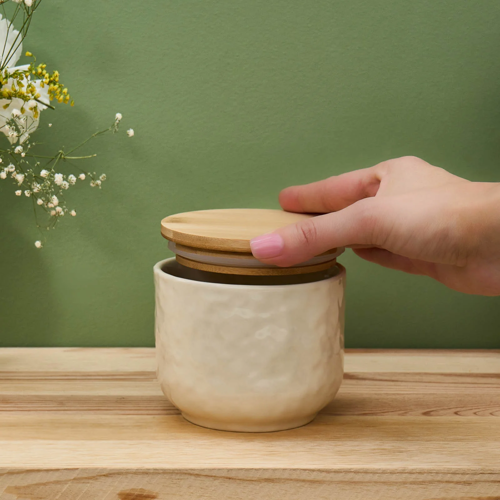Karaca Nebula Stoneware Storage Container, 8cm, Beige - Image 2
