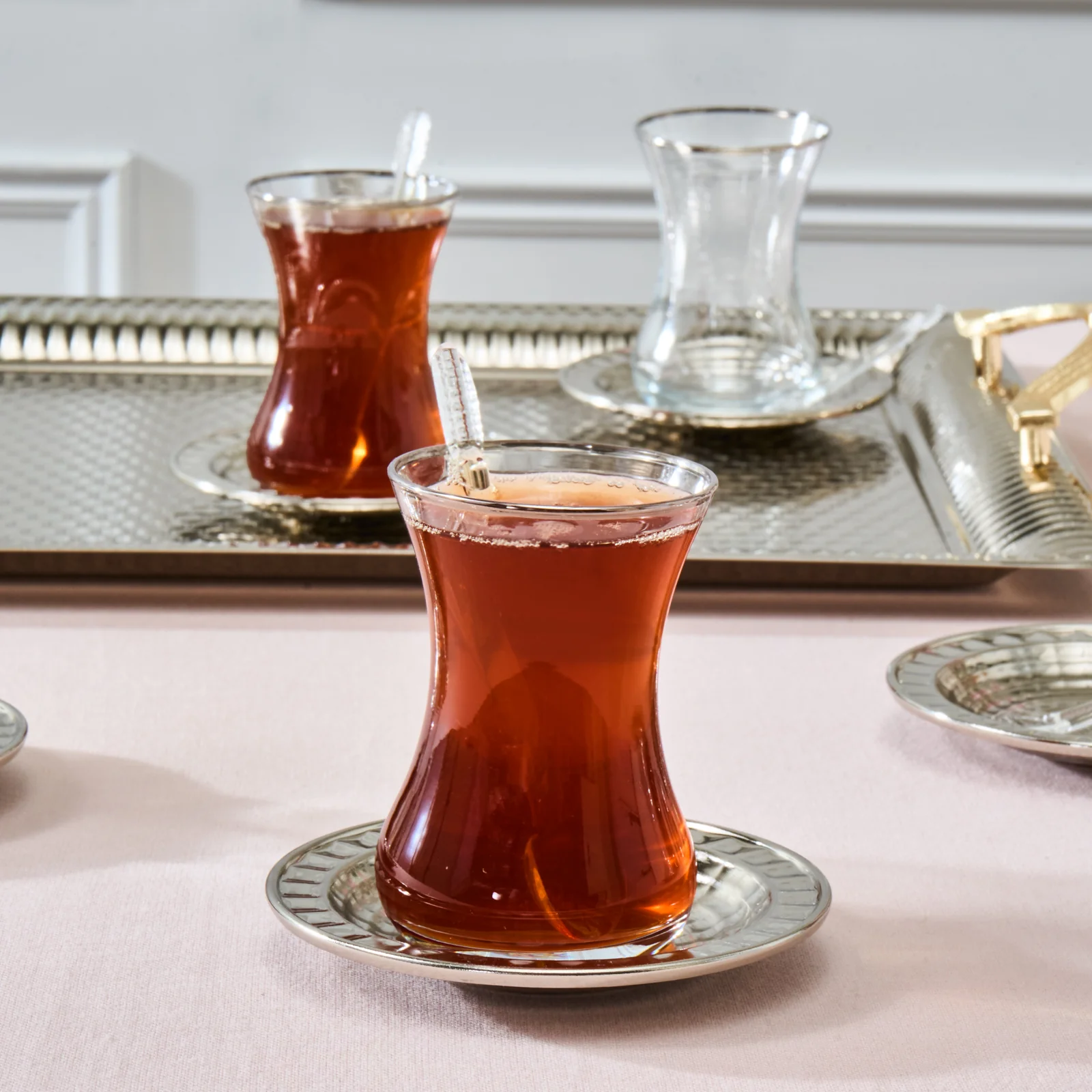 Karaca Nehir 19-Piece Turkish Tea Set for 6 People, 130ml, Multi - Image 2