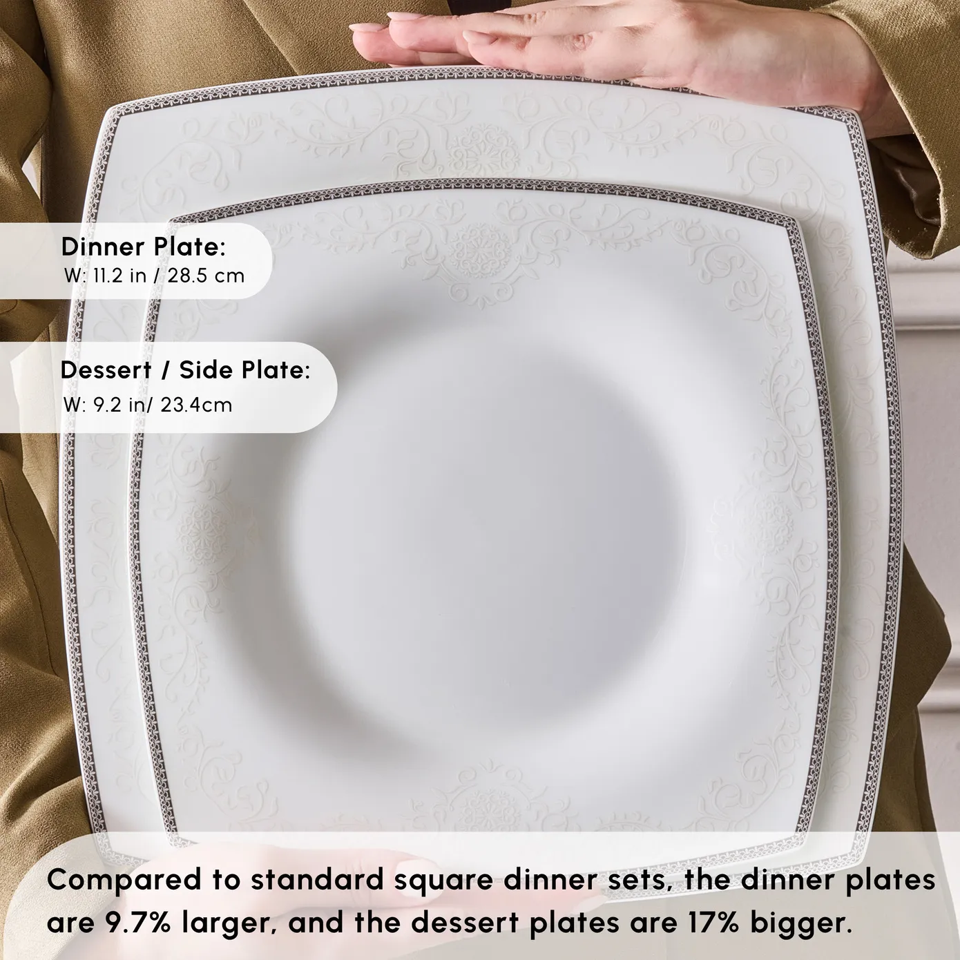 Karaca Fine Pearl Neklus 58-Piece Dinner Set for 12 People, Gold - Image 7