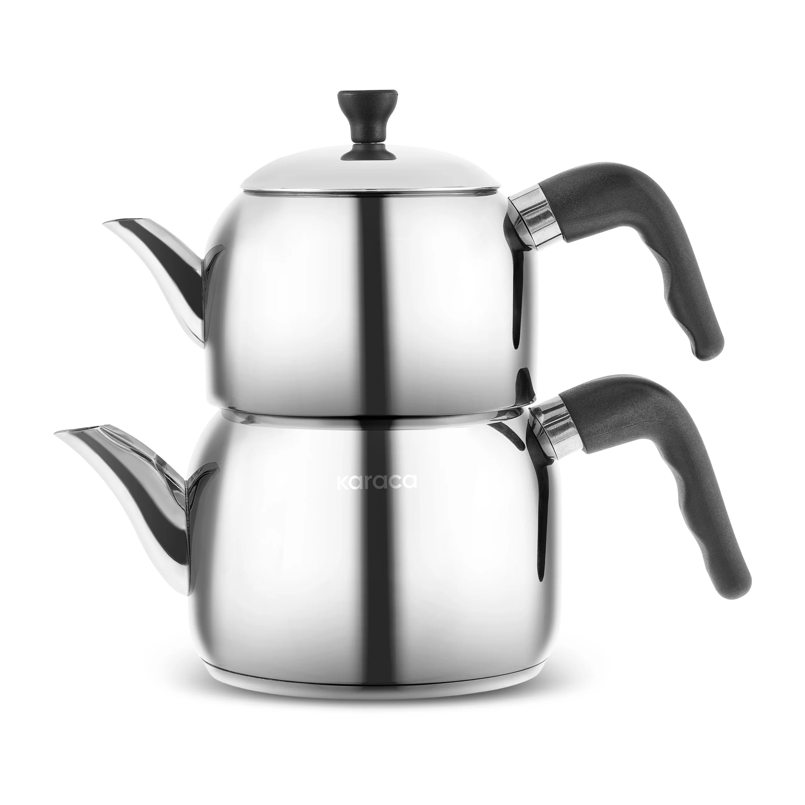 Karaca Nero Stainless Steel Midi Size Teapot Set, Large, Silver - Image 2