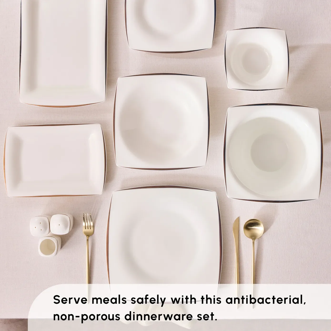 Karaca Fine Pearl New Agate 58-Piece Dinner Set for 12 People, White Gold - Image 4