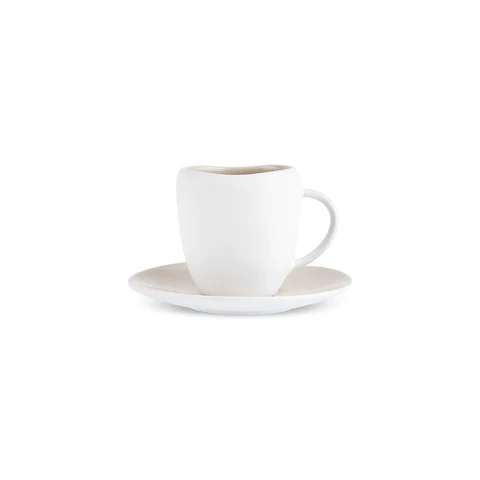 Karaca Earth Collection New Cupid Reactive Glaze Espresso Turkish Coffee Cup Set, 90ml, Single Person, Beige White