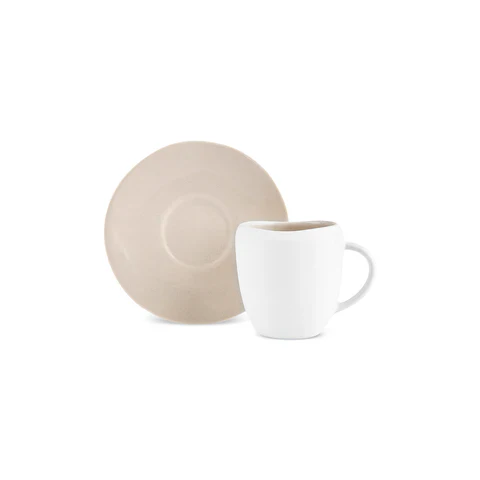 Karaca Earth Collection New Cupid Reactive Glaze Espresso Turkish Coffee Cup Set, 90ml, Single Person, Beige White - Image 3