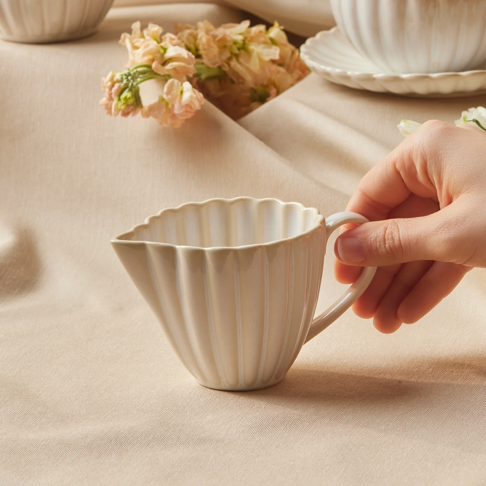 Karaca New Daisy Stoneware Milk Jug, 150ml, White - Image 2