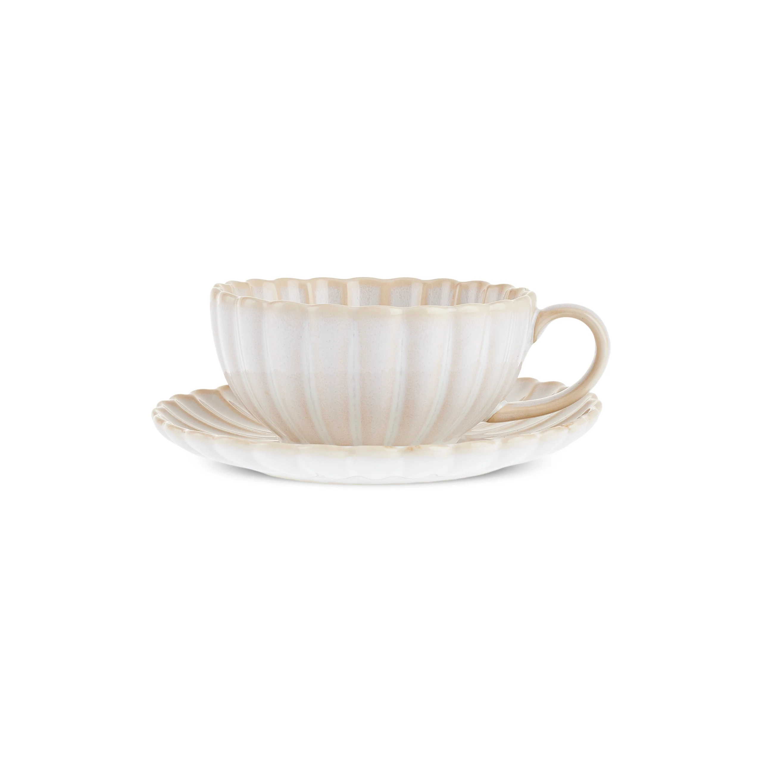 Karaca New Daisy Stoneware Glass Tea Cup and Saucer, 250ml, White - Image 7