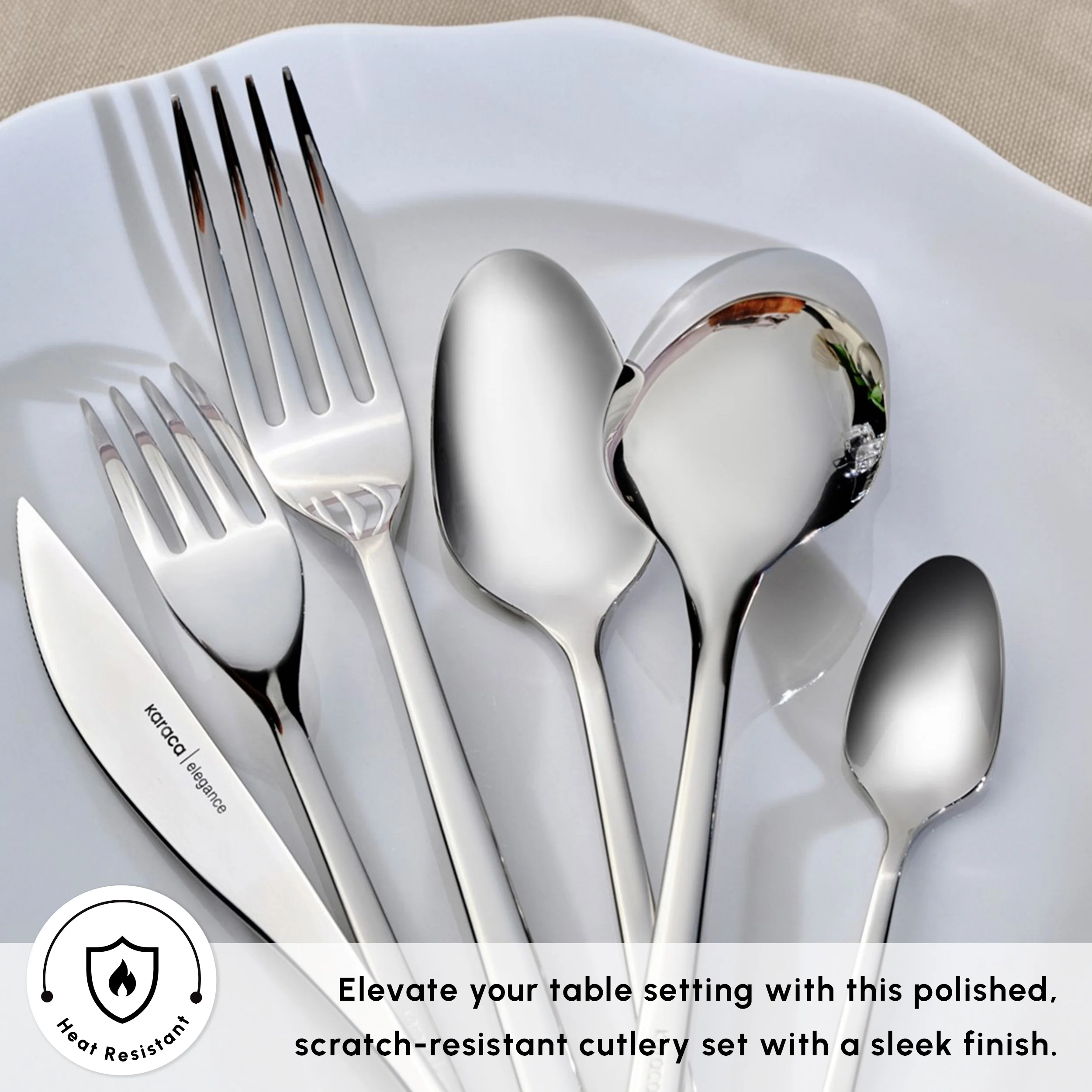 Karaca New Everest 84-Piece Stainless Steel Cutlery Set for 12 People, Silver - Image 6