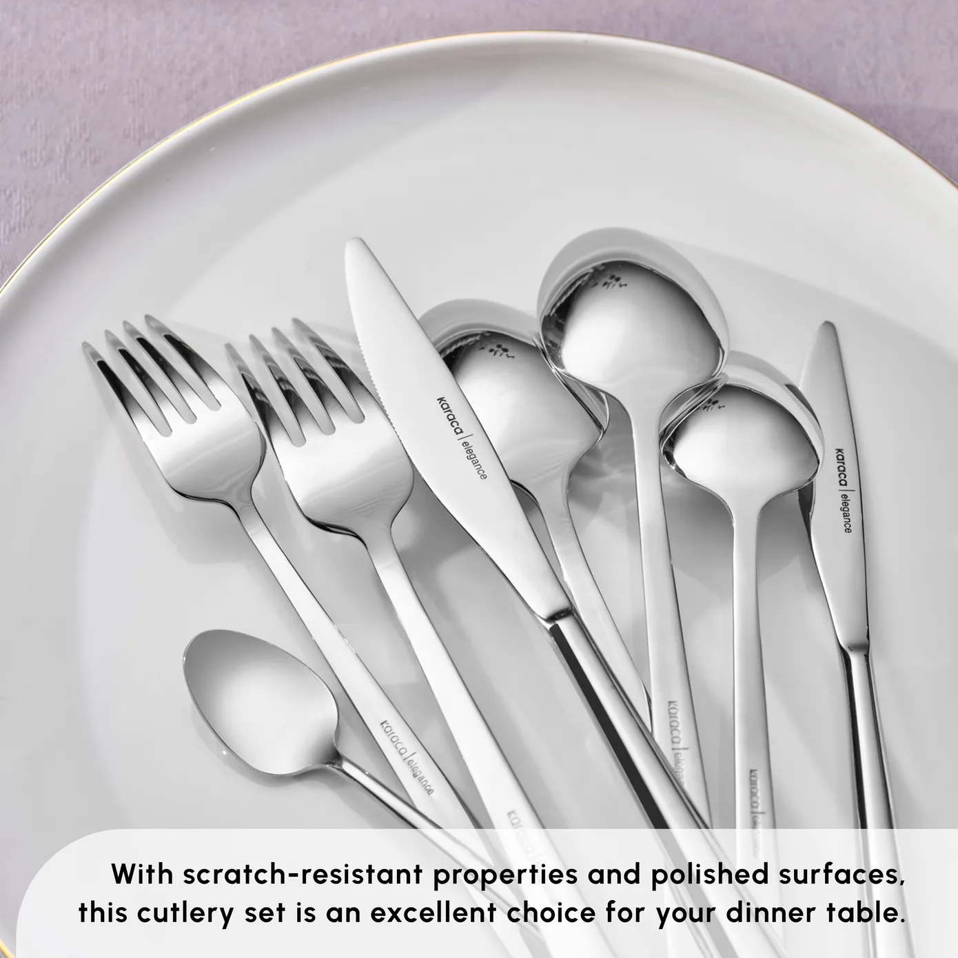 Karaca New Flow 84-Piece Stainless Steel Cutlery Set for 12 People, Silver - Image 8