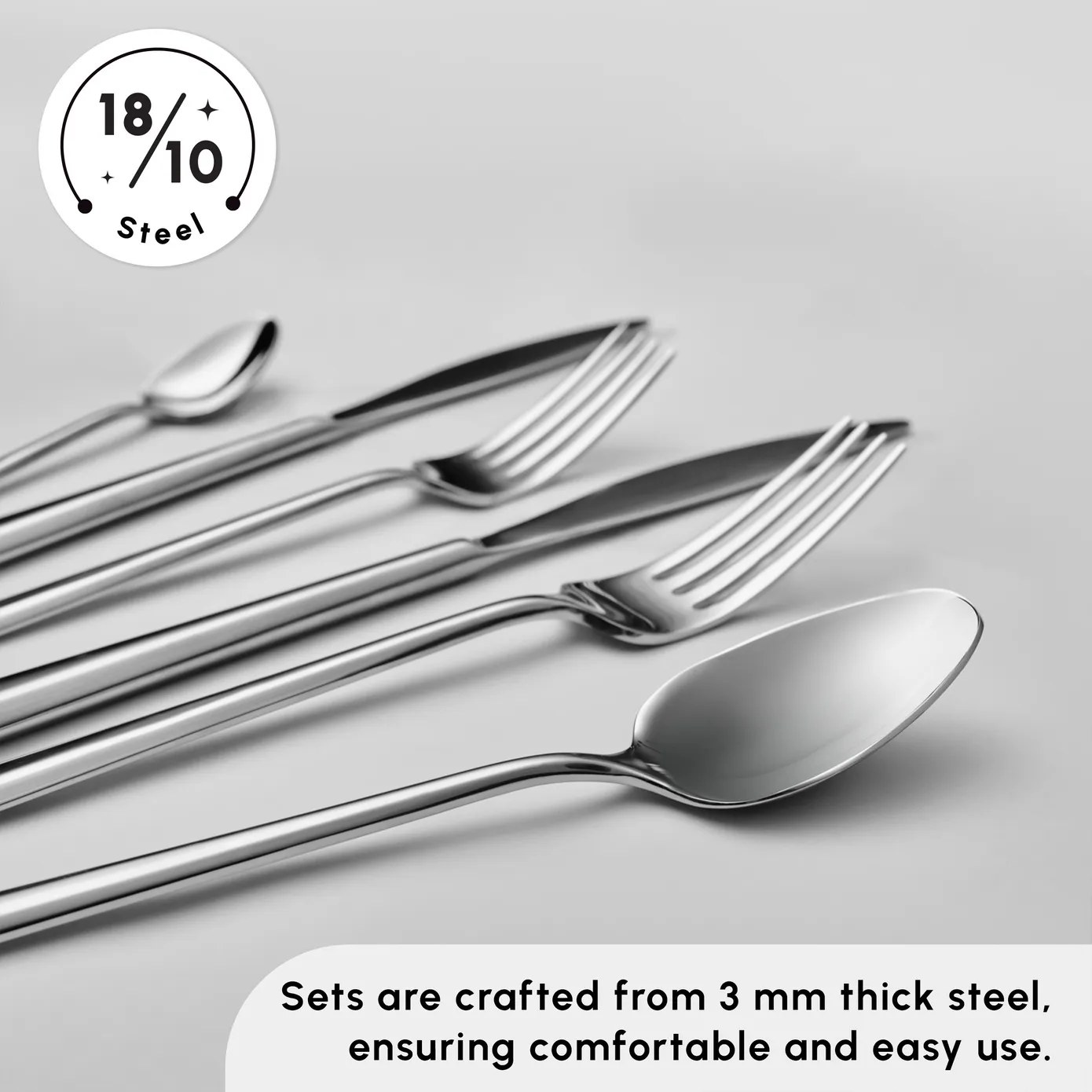 Karaca New Flow 84-Piece Stainless Steel Cutlery Set for 12 People, Silver - Image 9