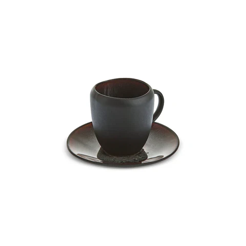 Karaca Earth Collection New Galactic 2-Piece Reactive Glaze Espresso Turkish Coffee Cup Set, 100ml, Single Person, Black - Image 2